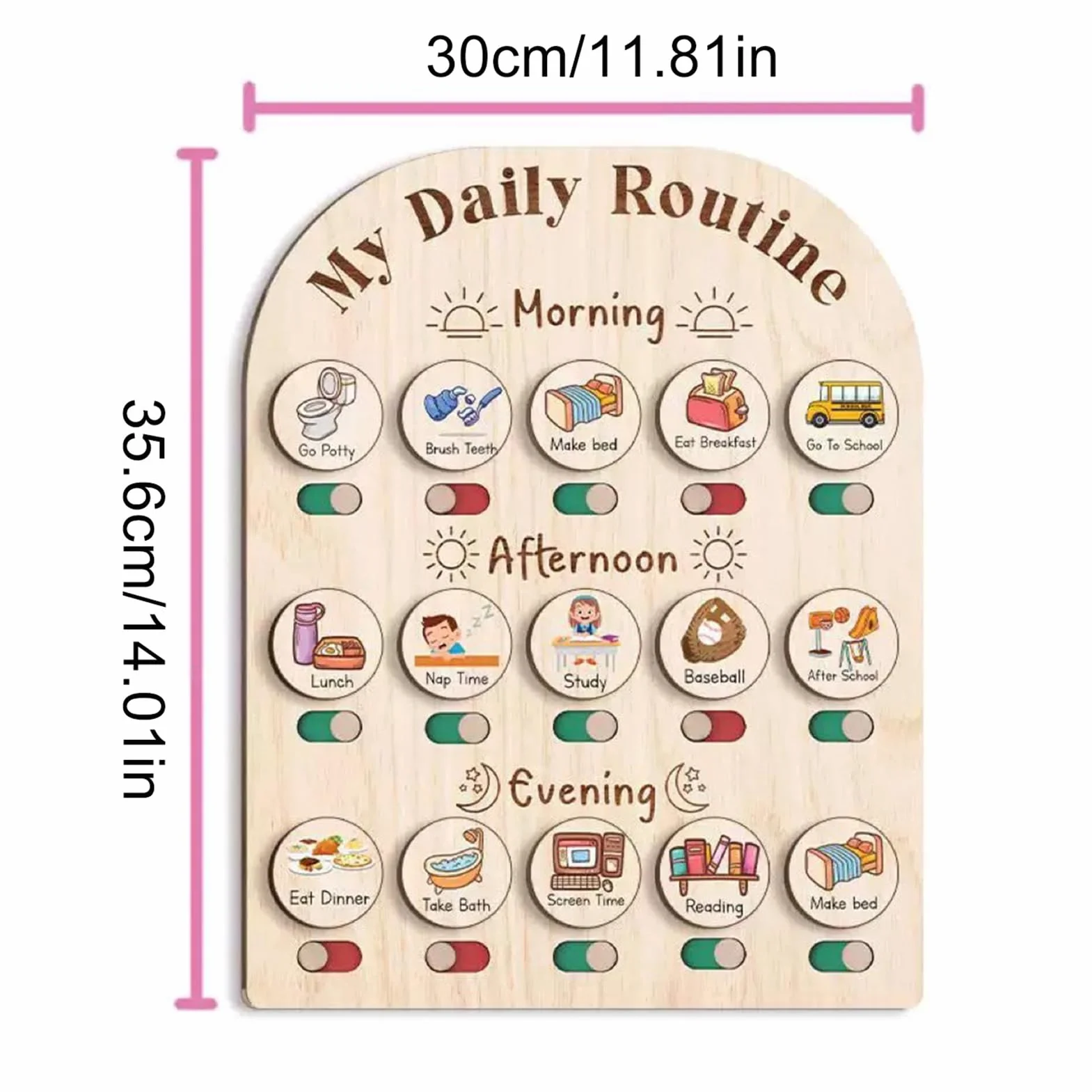 Tavola di routine per bambini – Planner giornaliero in legno, routine mattutina e serale | Board organizzativo educativo per bambini, bambini piccoli, scuola materna, scuola, casa, attività di