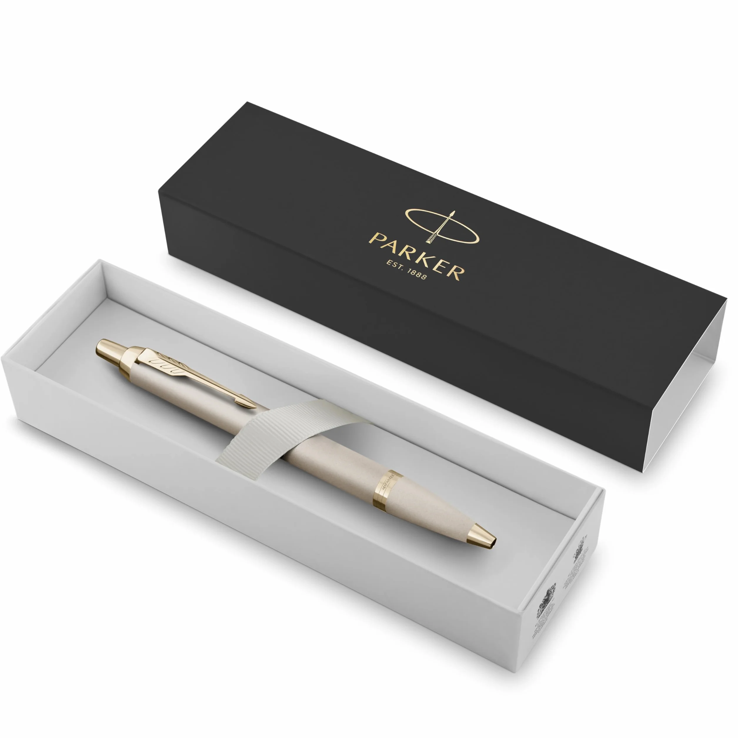 Parker IM penna a sfera monocromatica | inchiostro blu | finitura e puntale champagne | punta media | confezione regalo