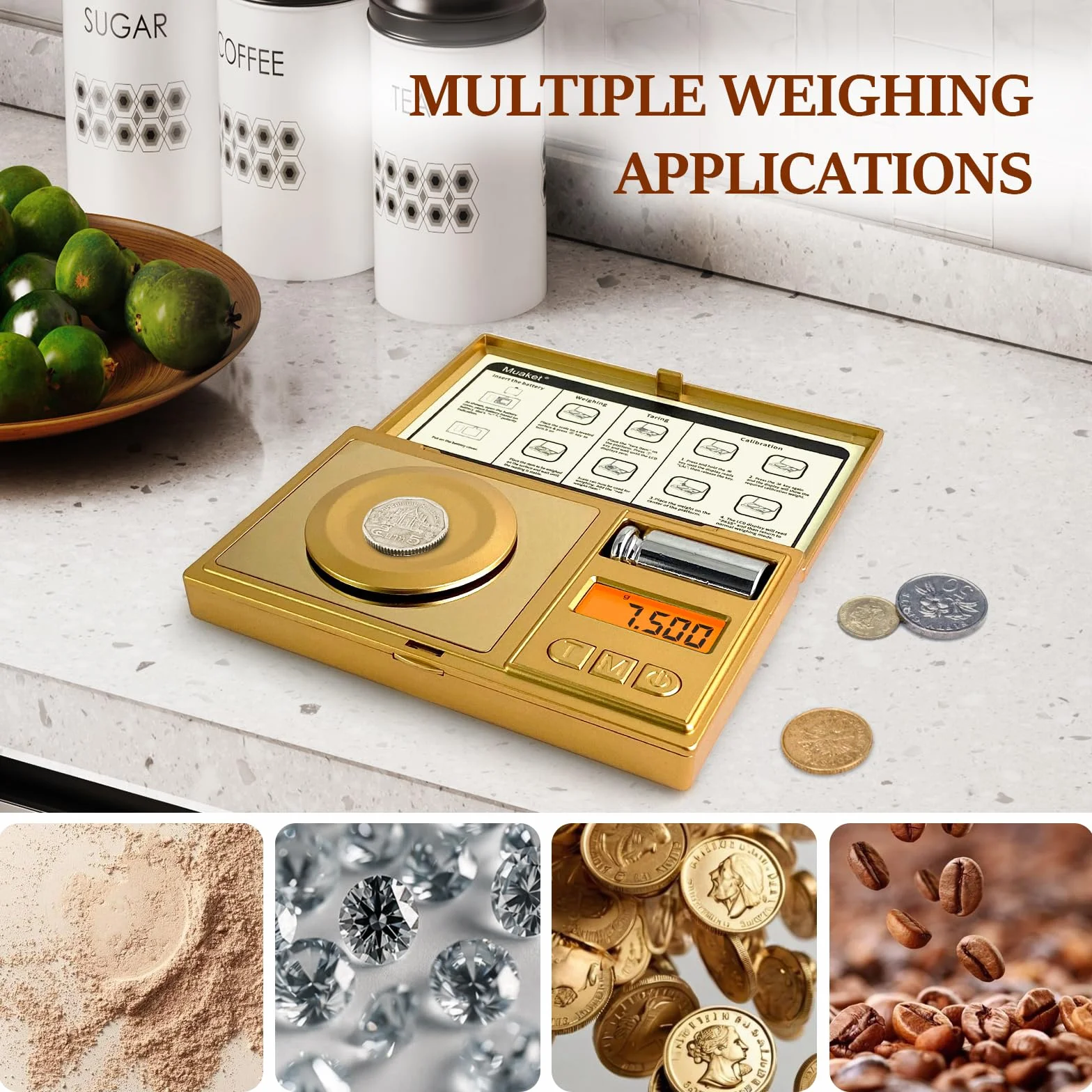 Bilancia di Precisione 50g/0,001g, Bilancia Milligrammi Digitale con Pesi di Calibrazione