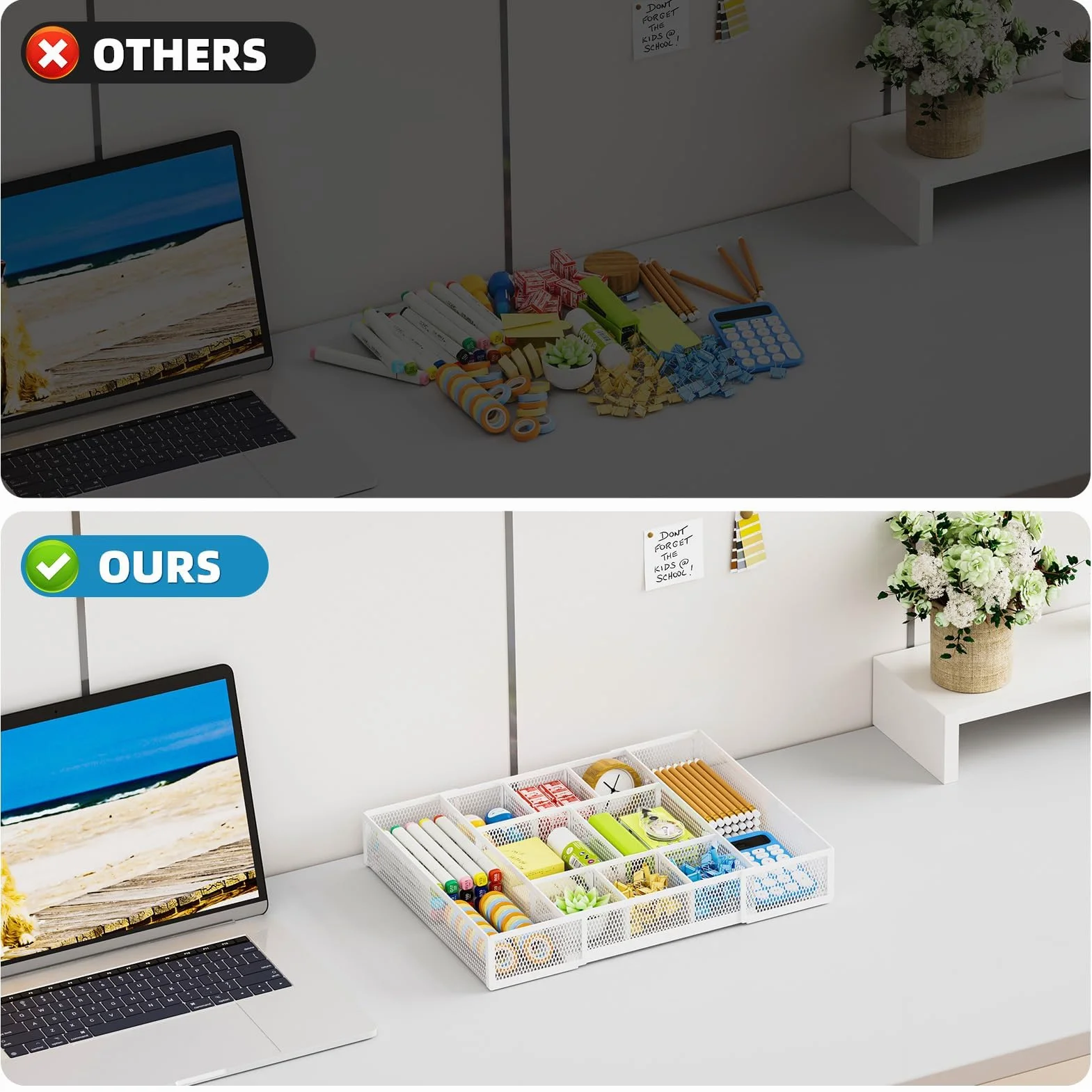 Marbrasse Organizer Cassetti Portaoggetti Scrivania in Rete 10 Scomparti Regolabili Bianco