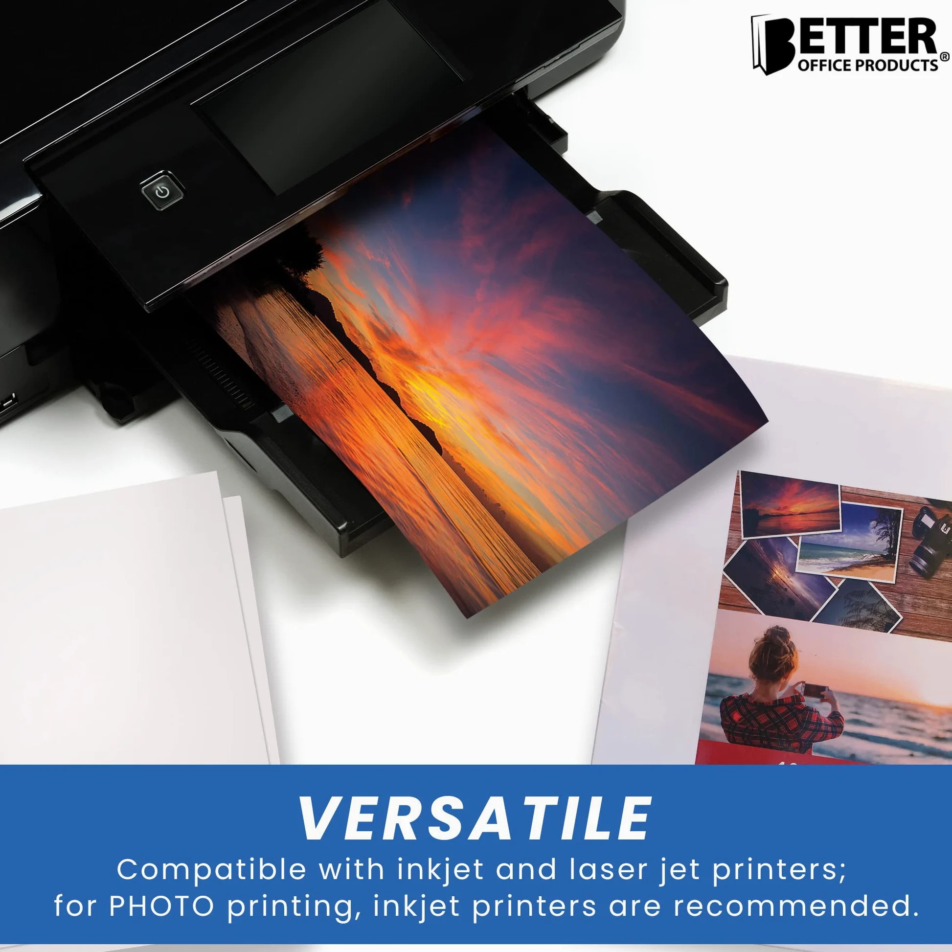 Better Office Products Carta fotografica lucida, 21,9 x 27,9 cm, 100 fogli, 200 g/m², formato lettera, confezione da 100
