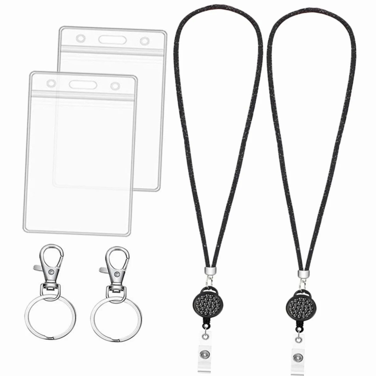 NUOBESTY 3sets Portabadge Con Cordino Retrattile Da Pz Porta Tessere Id Con Finestra Trasparente Compatibile Con Carte Di Identità Lavoro Studenti e Pass Hotel