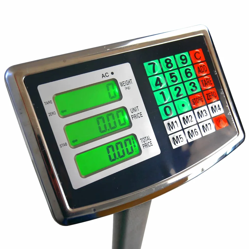 Piattaforma, Bilancia da Magazzino, Portata Fino a 500 kg, Display LCD, Precisione +/- 200 g, Taratura, Dimensioni Piattaforma 60 x 45 cm, Unità di Somma, HDWR wagPRO-P500