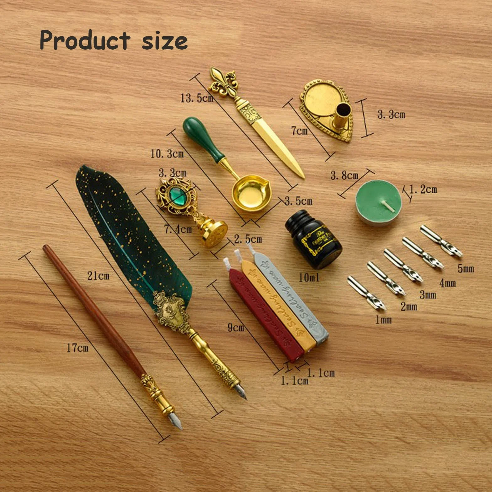Kit di Penna a Immersione e Inchiostro, Penna Piuma Vintage con Sigillo di Cera, 6 Inchiostro e 18 Pennini di Ricambio, Penne per Calligrafia per Firma, Diario, Scrittura e Disegno