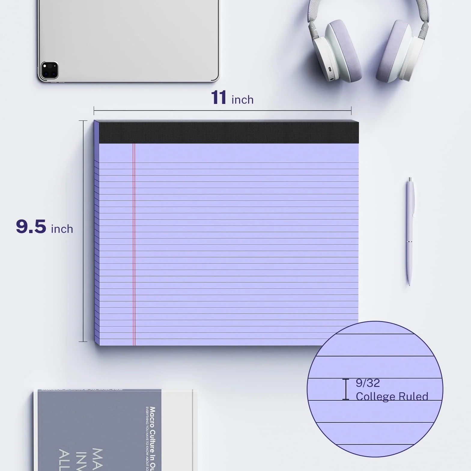 Blocchi legali larghi 27,9 x 24,1 cm, 30 fogli, carta perforata, pannello spesso, confezione da 5, colori misti