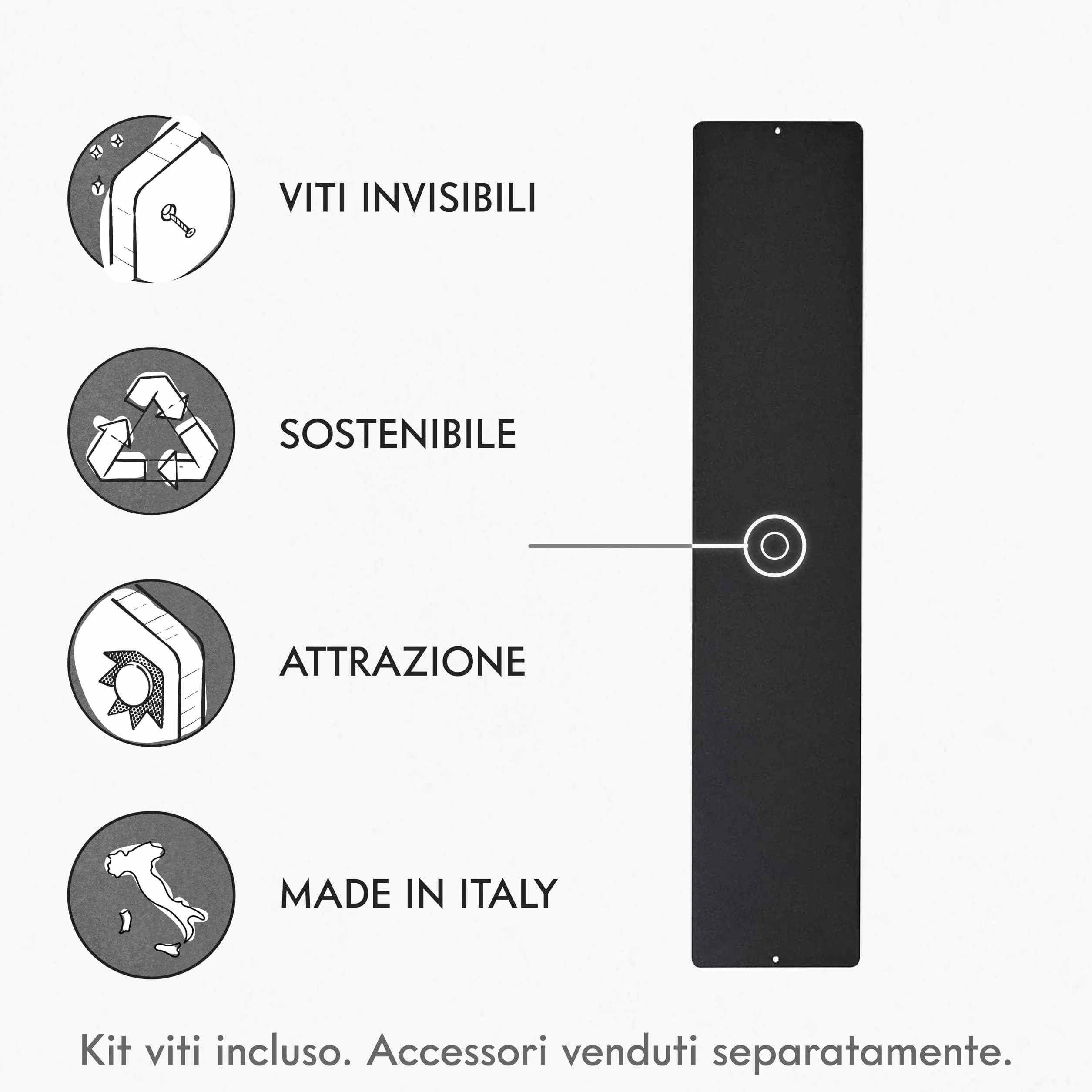 KalaMitica - Lavagna Magnetica da Parete - Scrivibile e Cancellabile con Gessetti - Nero Antracite - 14x70 cm