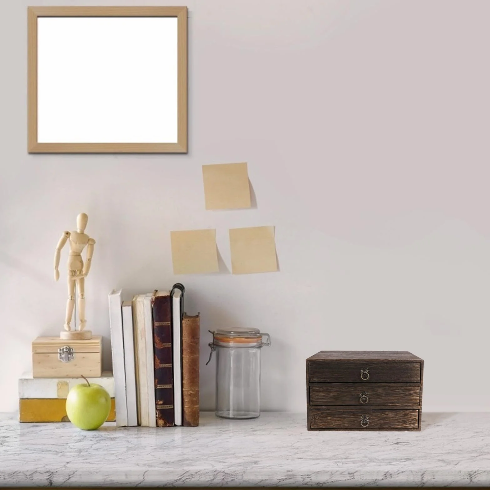Ciieeo Mobile Cassettiera in Legno 3 Cassetti, Organizer Scrivania Scomparti Multipli, Portaoggetti per Home Office