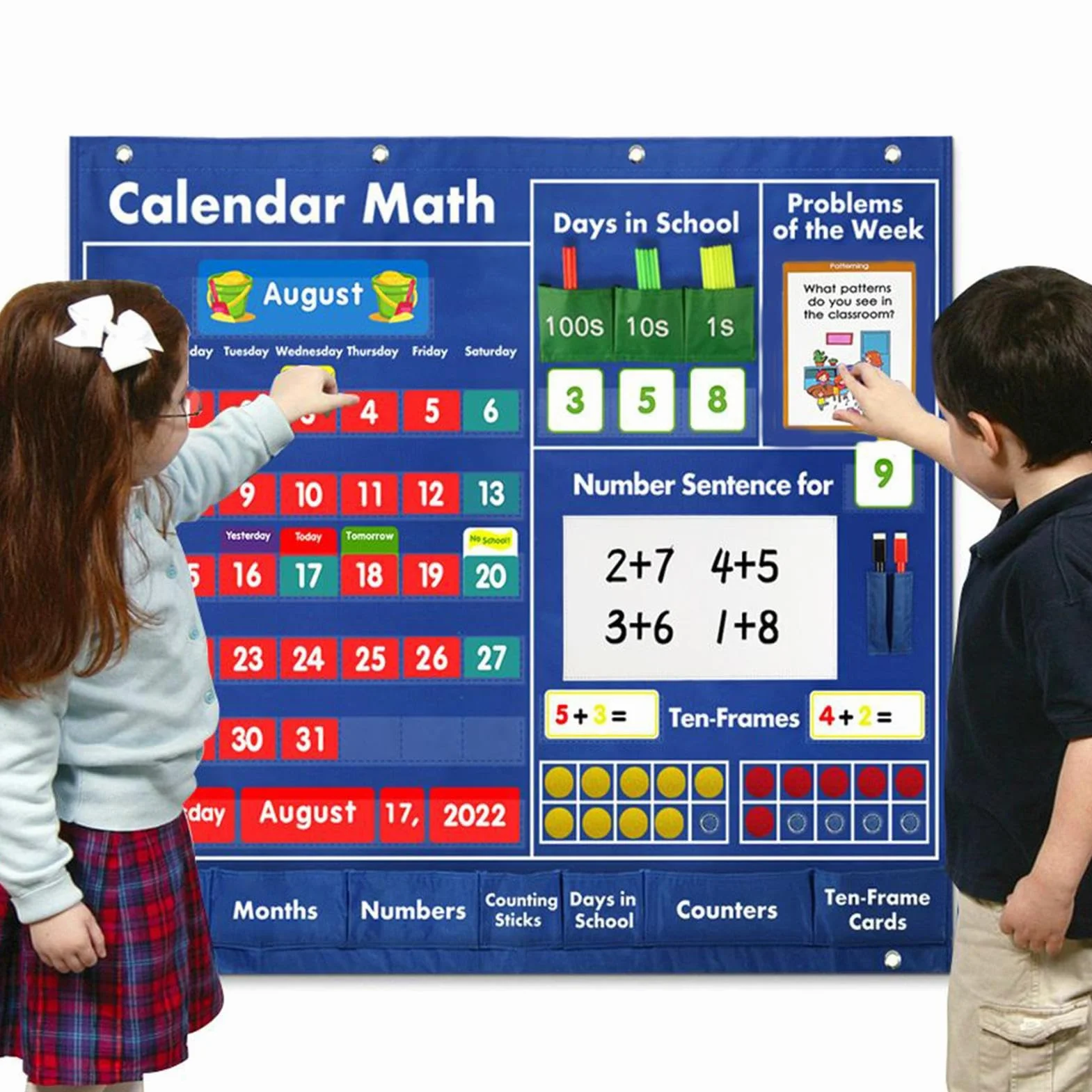 Calendari Tascabili Portatile Per Attività | Tabellone Con Tasche Per Insegnanti Per Bambini Ragazze Insegnanti Genitori Vacanze Classe Casa Prescolare Elementare