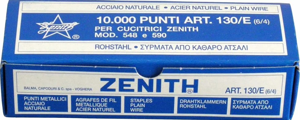 Zenith Punti Metallici Acciaio Naturale Art. 130/E (6/4) 1 Scatolina Da 10.000 Punti