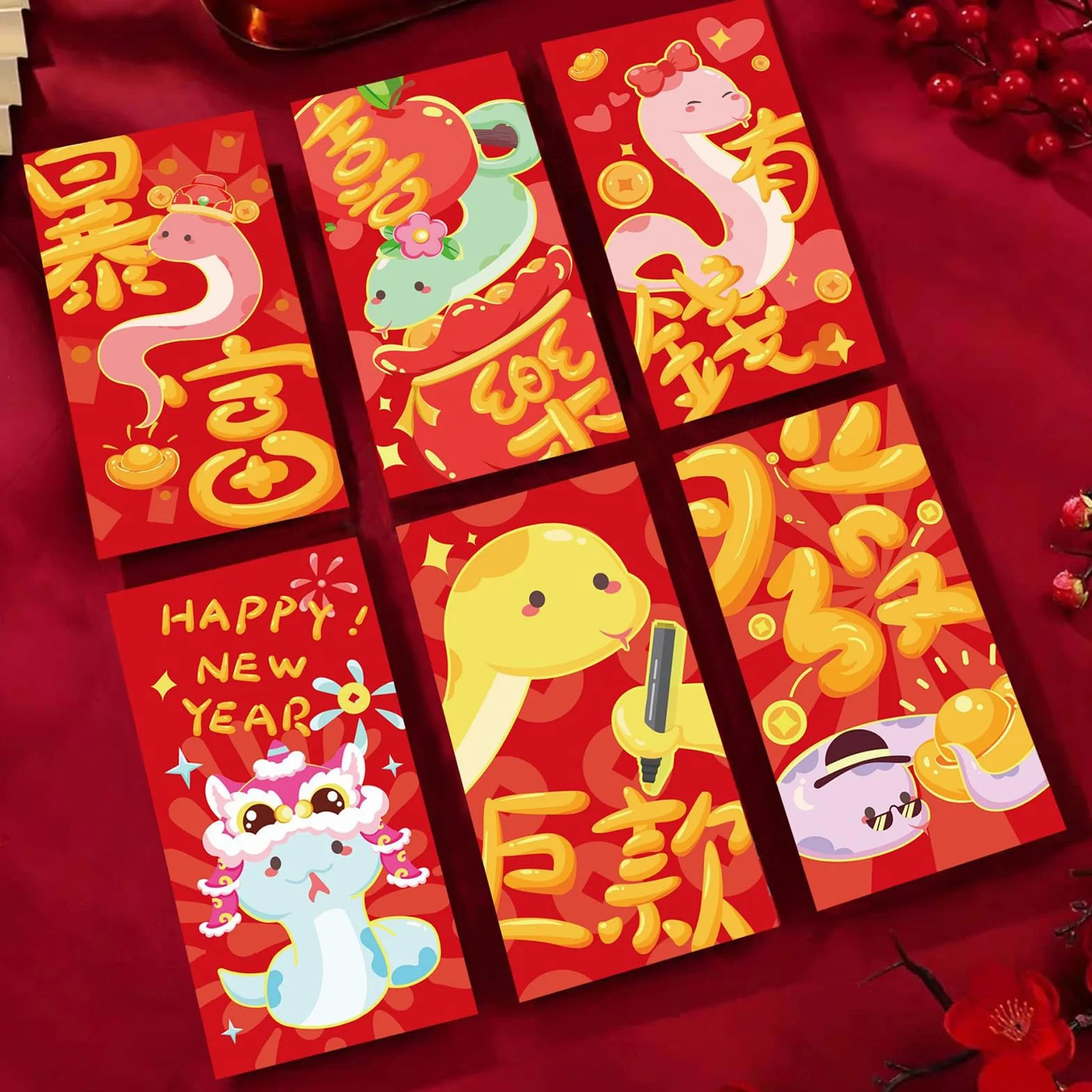 Buste Rosse Cinesi Hong Bao per Capodanno Rosse Dorate in Rilievo Feste Primavera Matrimoni