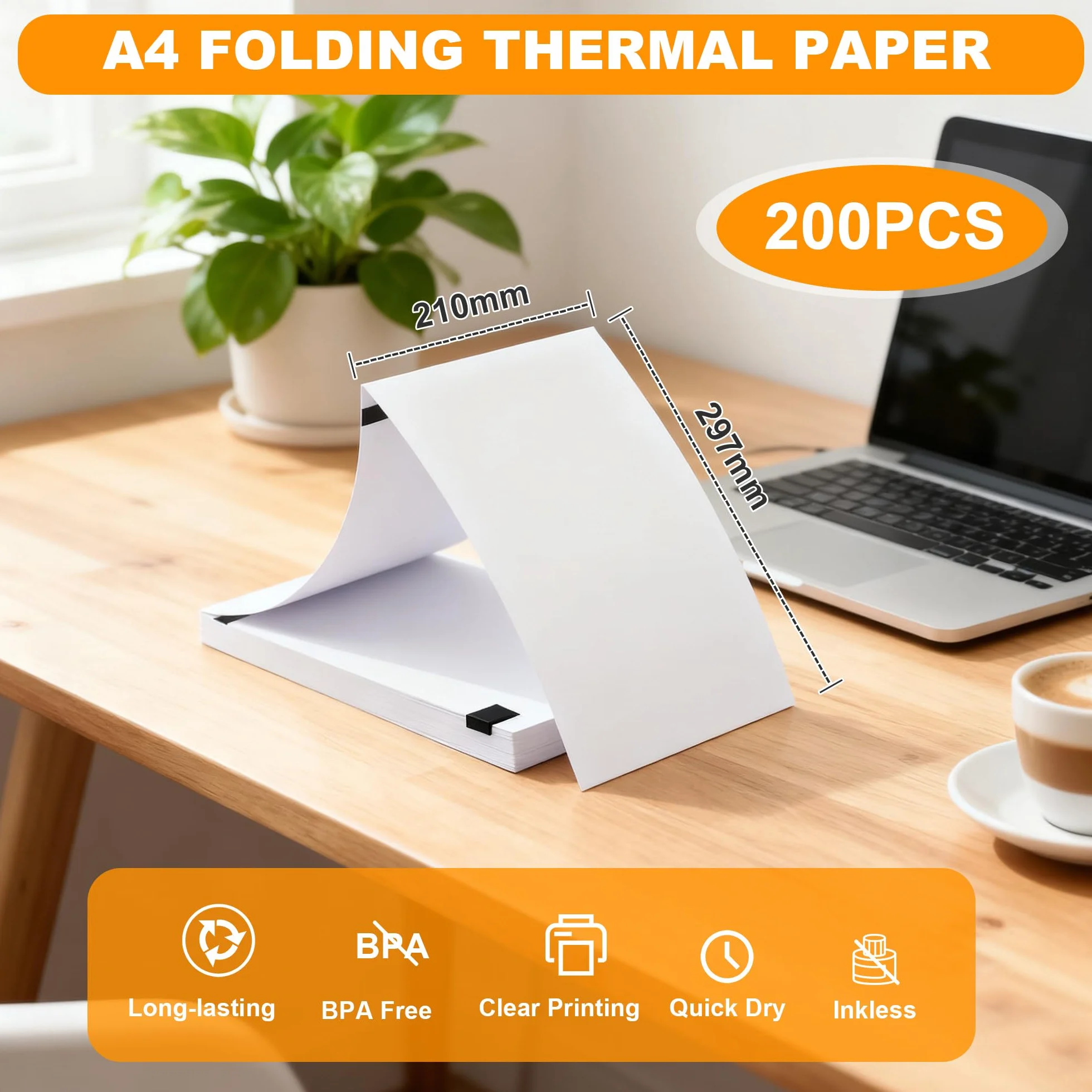 Carta termica A4 210x297 mm pieghevole per stampanti termiche 200 fogli