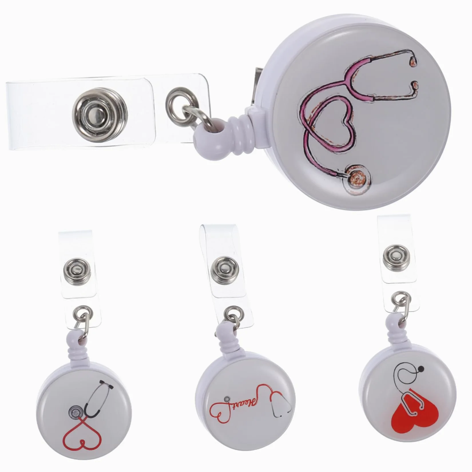 4 Set Fibbia Telescopica Facile Da Tirare Porta Badge A Scomparsa Catena Clip Sacchetti Portabadge Clip Porta Badge Da Infermiere Portacarte Di Infermiera Con Clip 4 Pezzi * 4