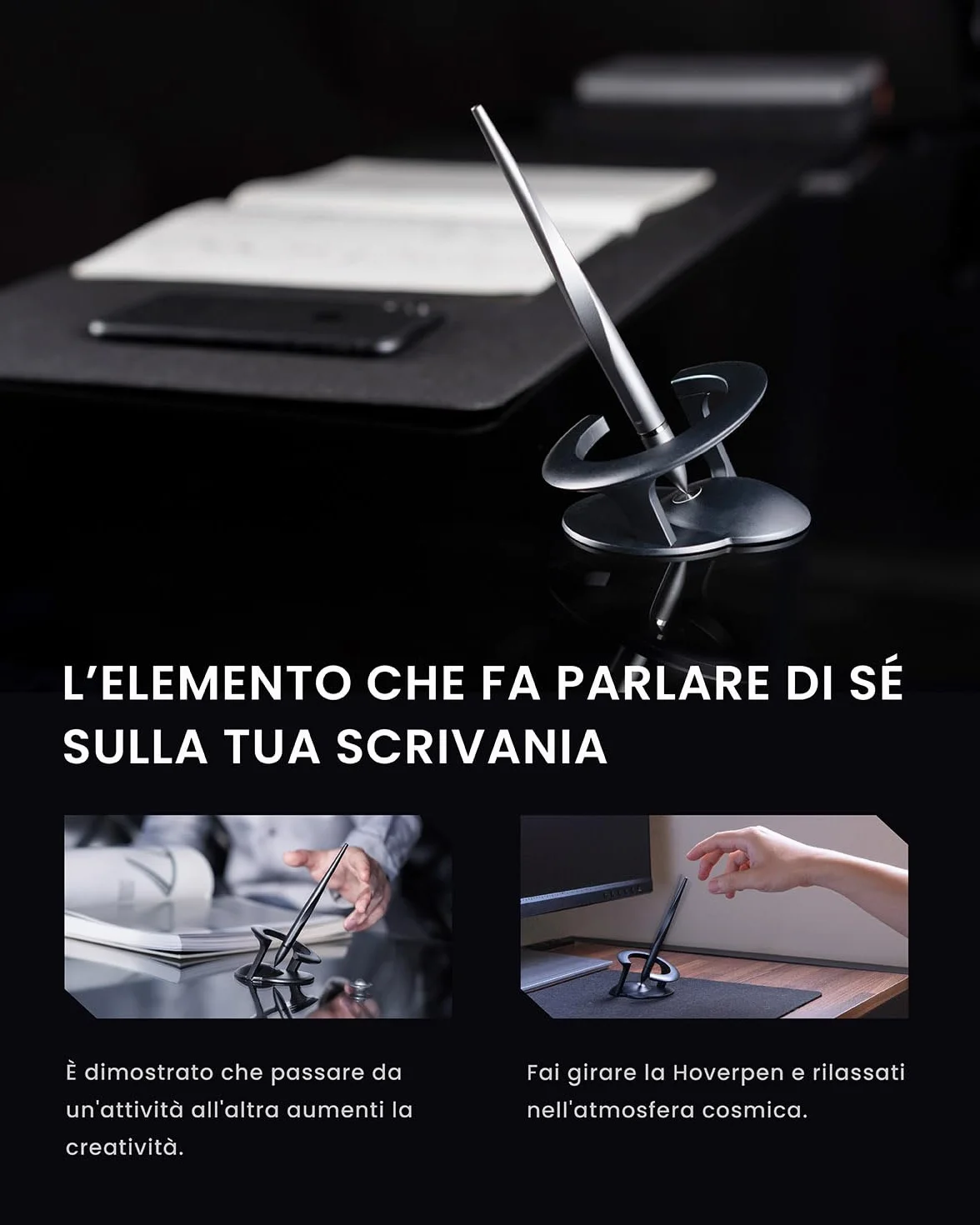 Novium Hoverpen Interstellar Penna fluttuante da scrivania levitazione magnetica Space Black