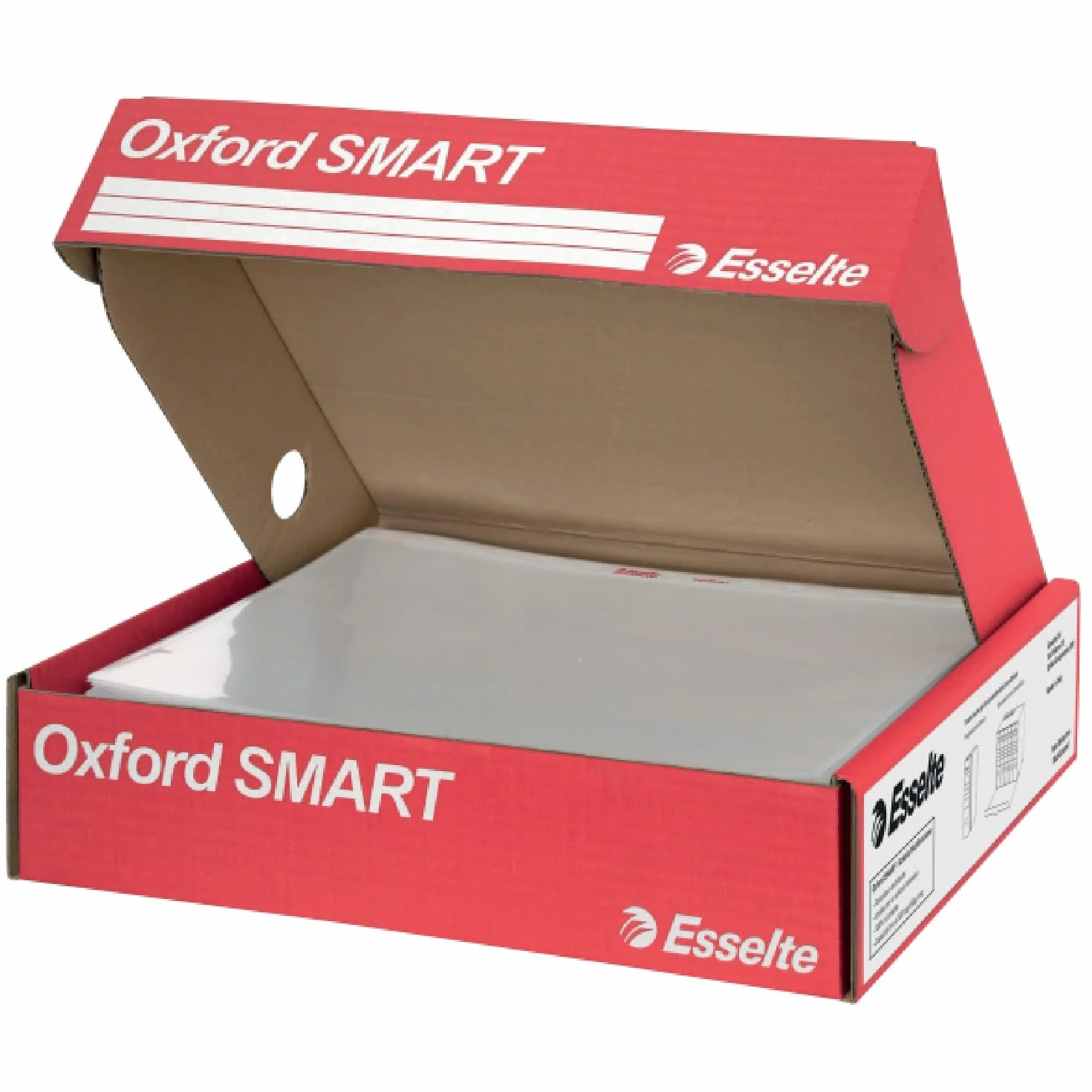 Esselte OXFORD SMART Buste per raccoglitori a perforazione universale A4 De Luxe, 300 pezzi (6 x 50), PP Lucido, con Scatola Multiuso