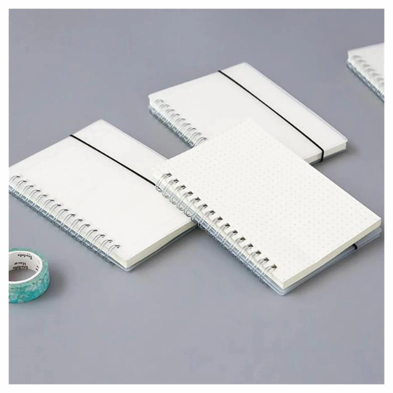 Quaderno A Spirale A4/B5/A5/A6/ Carta bianca trasparente con righe orizzontali, quaderno e punti, blocco note cinturino(Blank,B5-18x26cm)