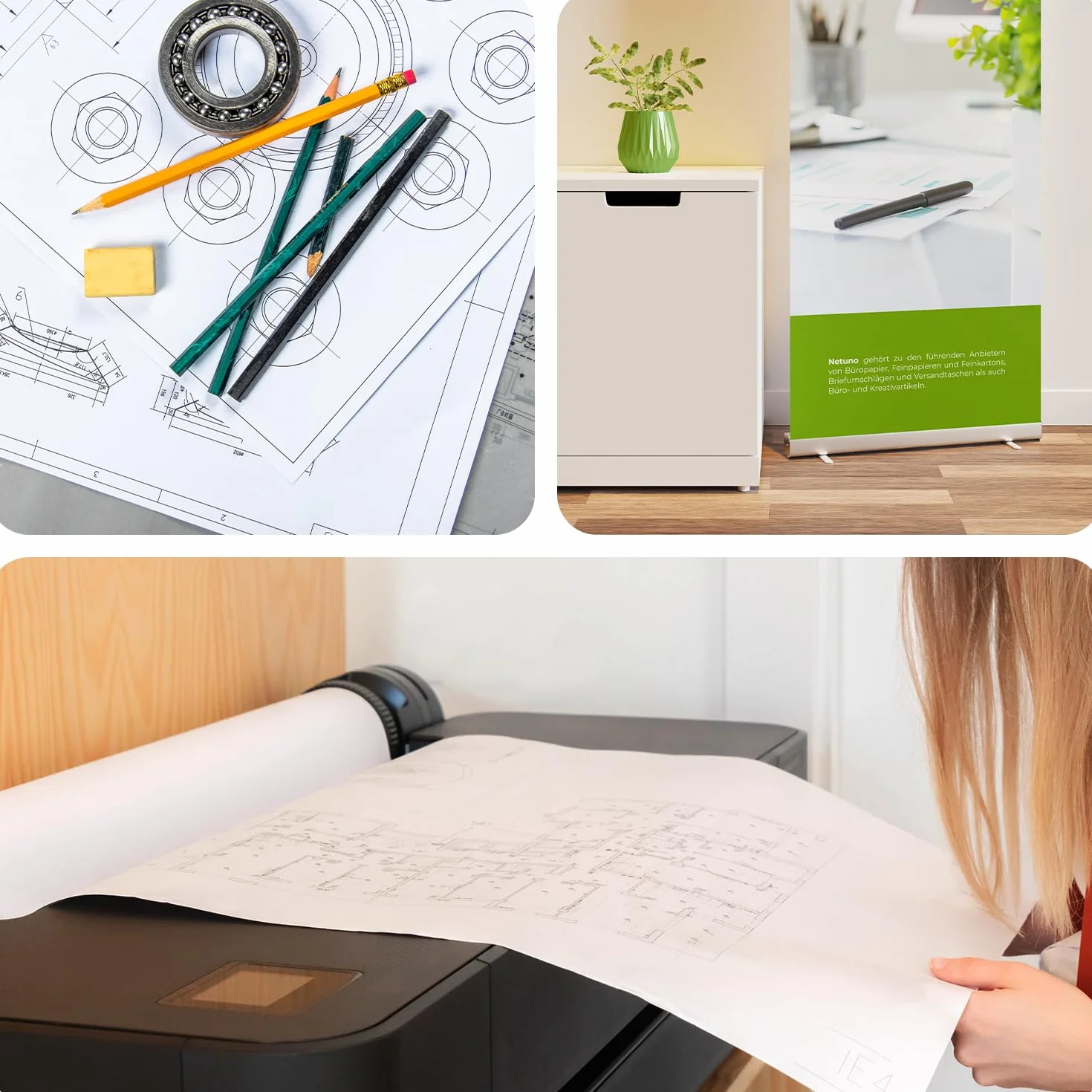 Carta plotter bianca Netuno 610 mm x 50 m 90 g/m² anima 50 mm per stampa CAD inkjet