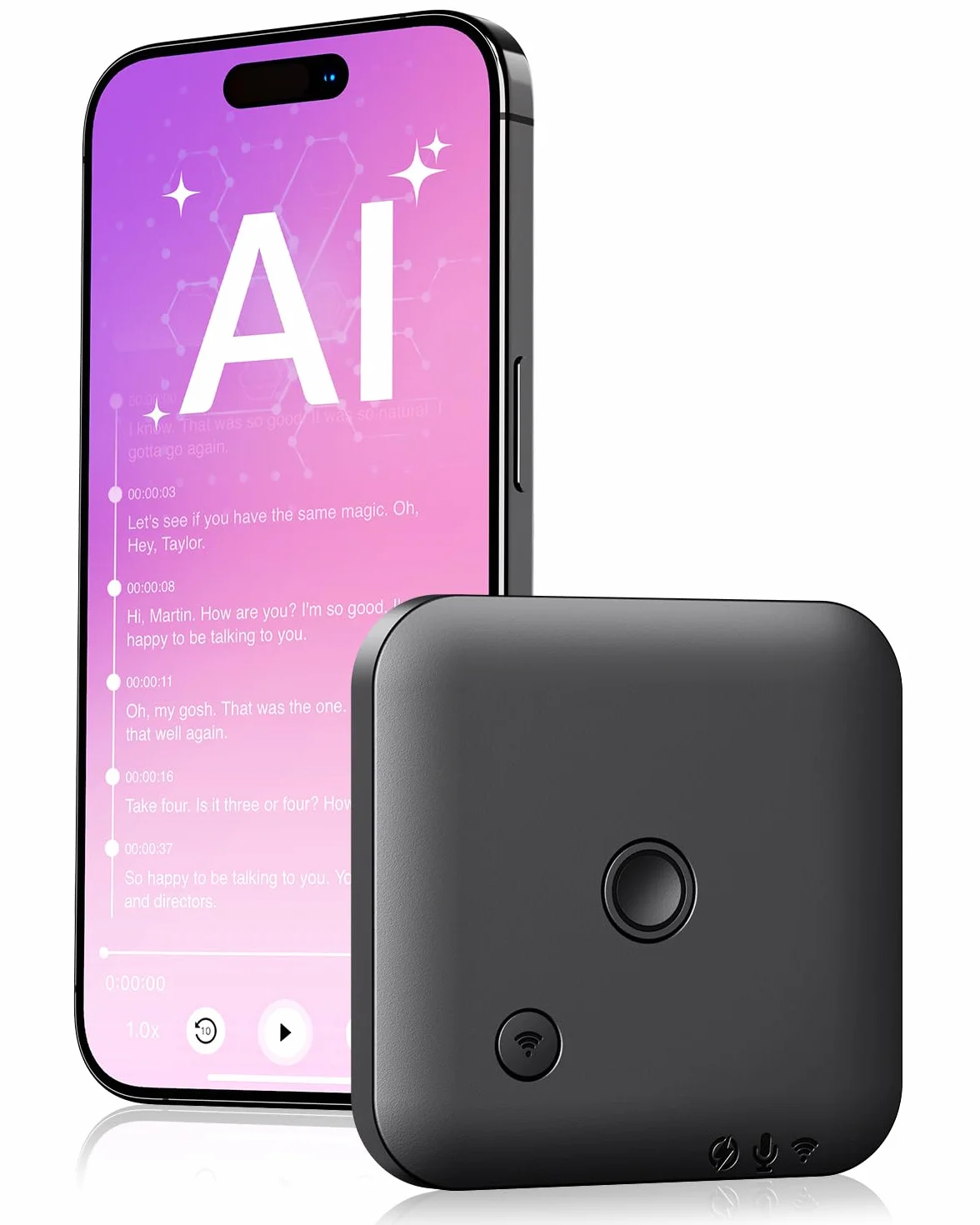 Registratore vocale con APP per trascrizione vocale AI, riepilogo GPT-4o, mappatura mentale, archiviazione da 64 GB e design magnetico, dittafono per chiamate, lezioni e riunioni, by FoCase Rec