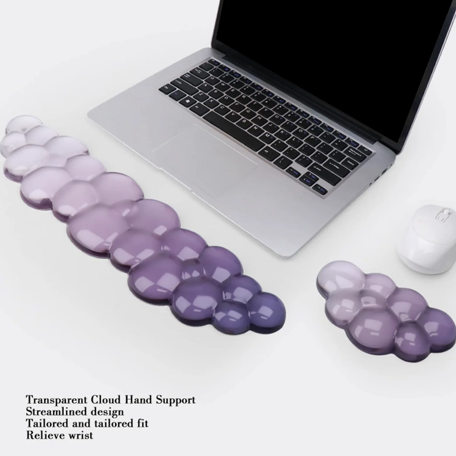 Set poggiapolsi in Gel rinfrescante per e Tastiera, Assorbente del Sudore, a Forma Nuvola, Tappetino da scrivania per Computer, Accessori, Tappetino per ergonomico con Tastiera