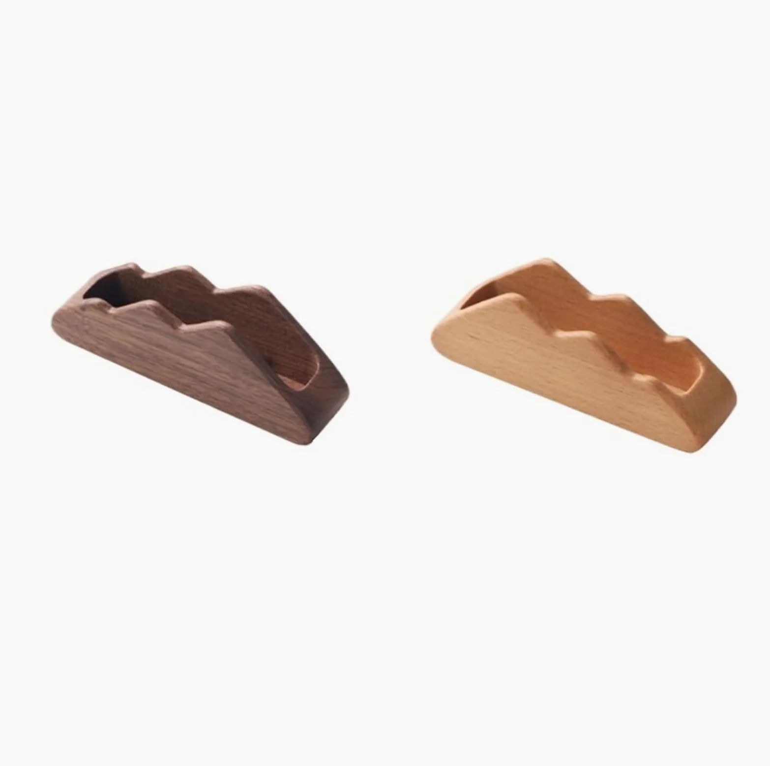 Espositore per Biglietti da Visita Porta Biglietti da Visita in Legno Espositore da scrivania Organizzatore per Ufficio Casa (Marrone 12x3x4,8 cm)