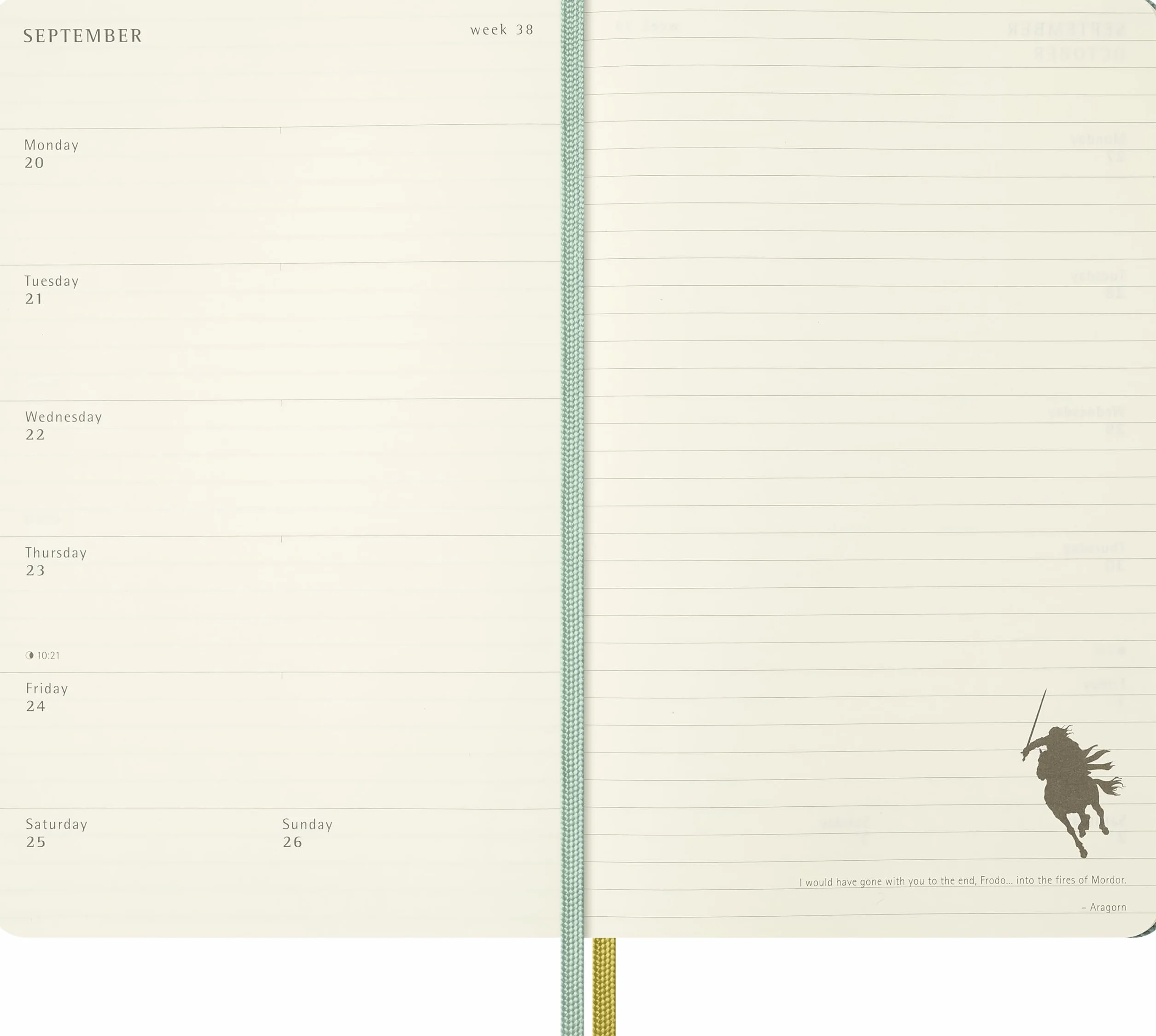 Moleskine Agenda Settimanale 18 Mesi 2026-27, Il Signore degli Anelli, Copertina Rigida in Tessuto e Chiusura Elastica, Legolas e Gimli, Formato Large 13 x 21 cm