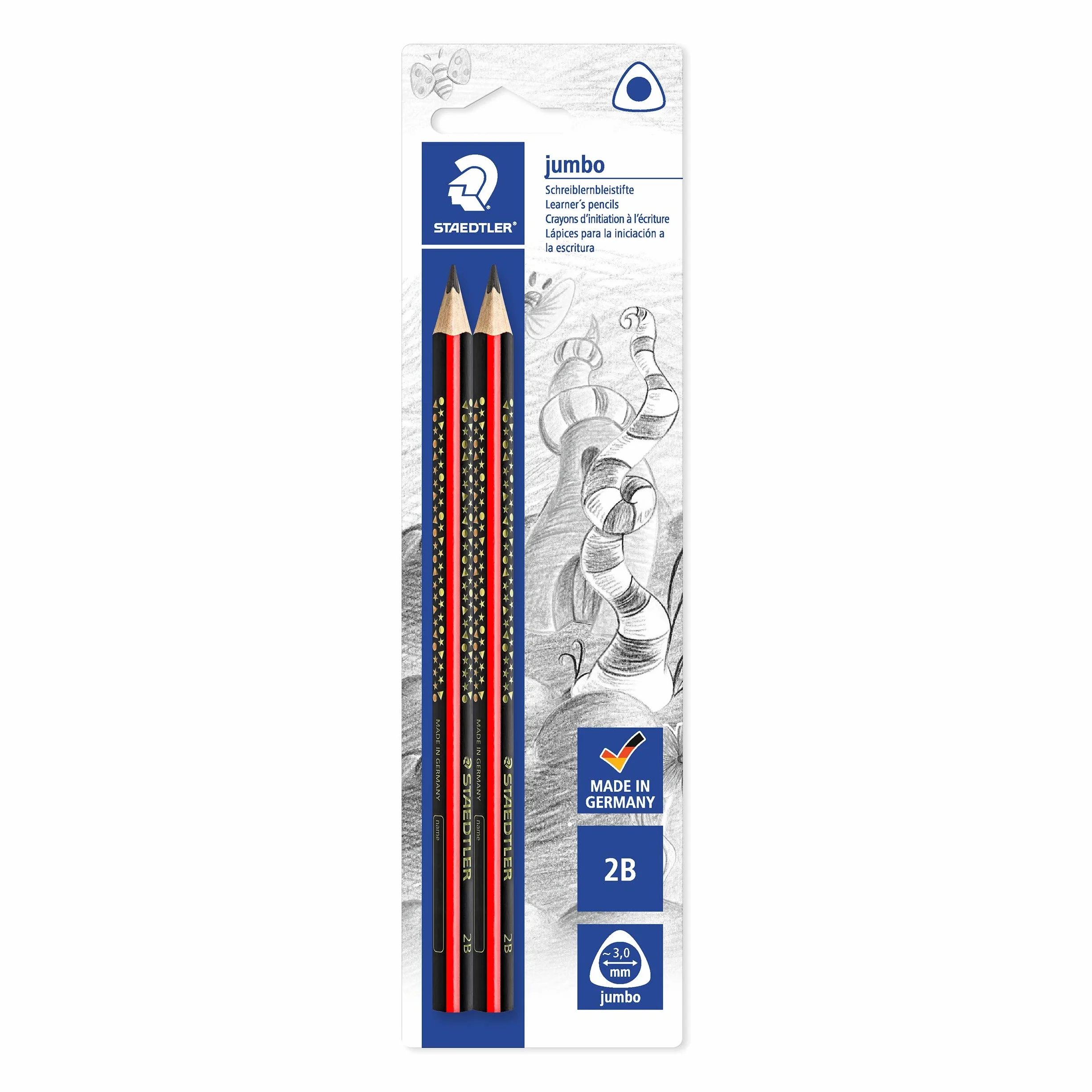 STAEDTLER 1285 1BK2 Noris Club Jumbo Penna per scrivere 2B confezione da 2 pezzi