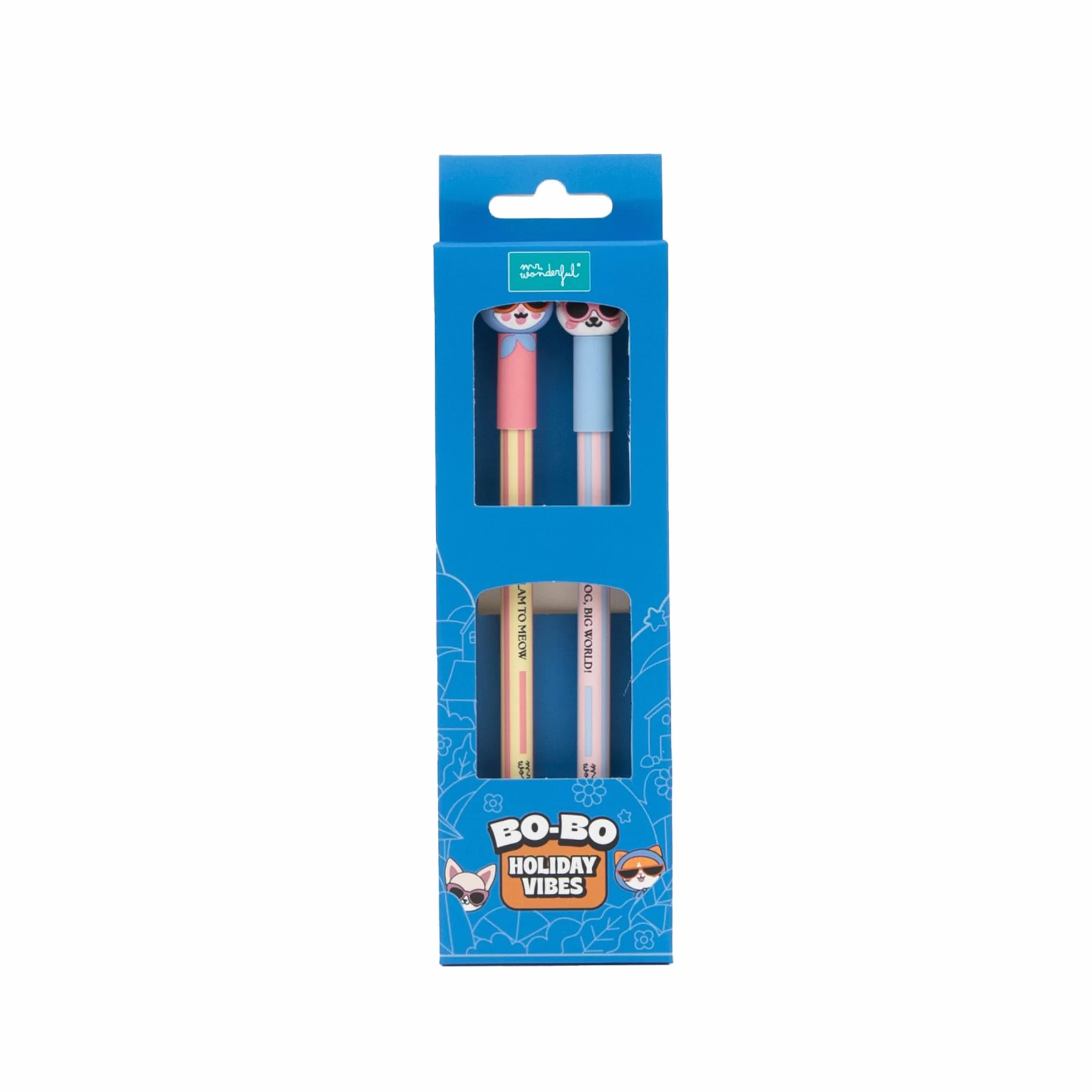 Mr. Wonderful Set 2 Penne Cancellabili Bo-Bo Gatto e Chihuahua – Inchiostro Blu