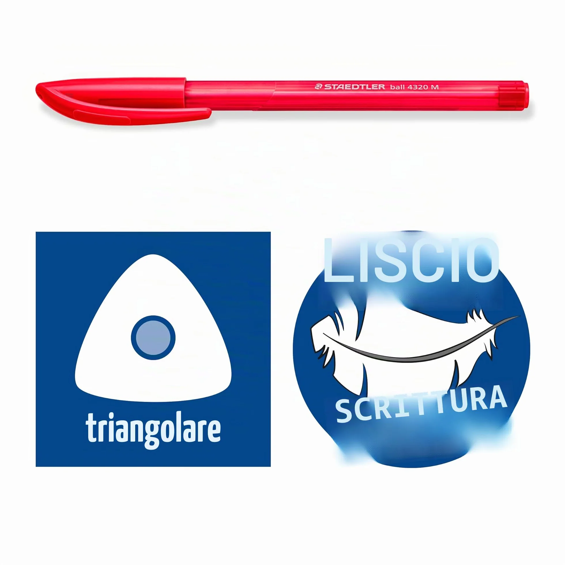 STAEDTLER 4320 M-2 Stick Rainbow Penna a Sfera 10 Pezzi Rosso