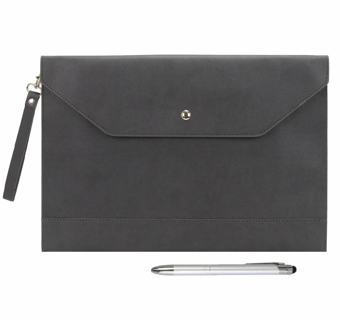 Portadocumenti A4 in Pelle Sintetica Alta Capacità per Portfolio e Tablet PC Grigio Scuro