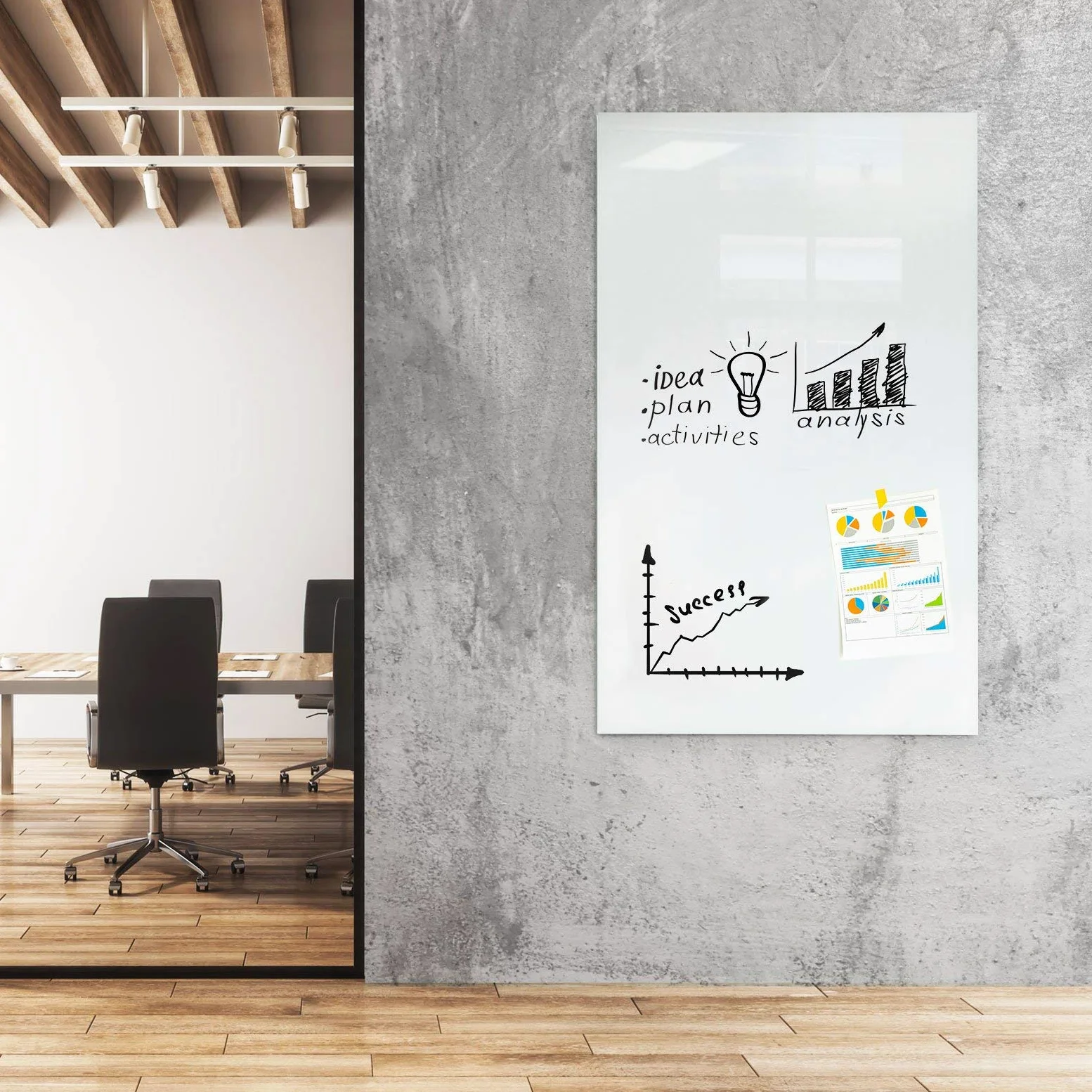 Floordirekt Mob - Lavagna Magnetica da Parete, Smaltata o Vetro, Magnetica e scrivibile, in Vetro, 60 x 90 cm, Colore: Bianco Premium