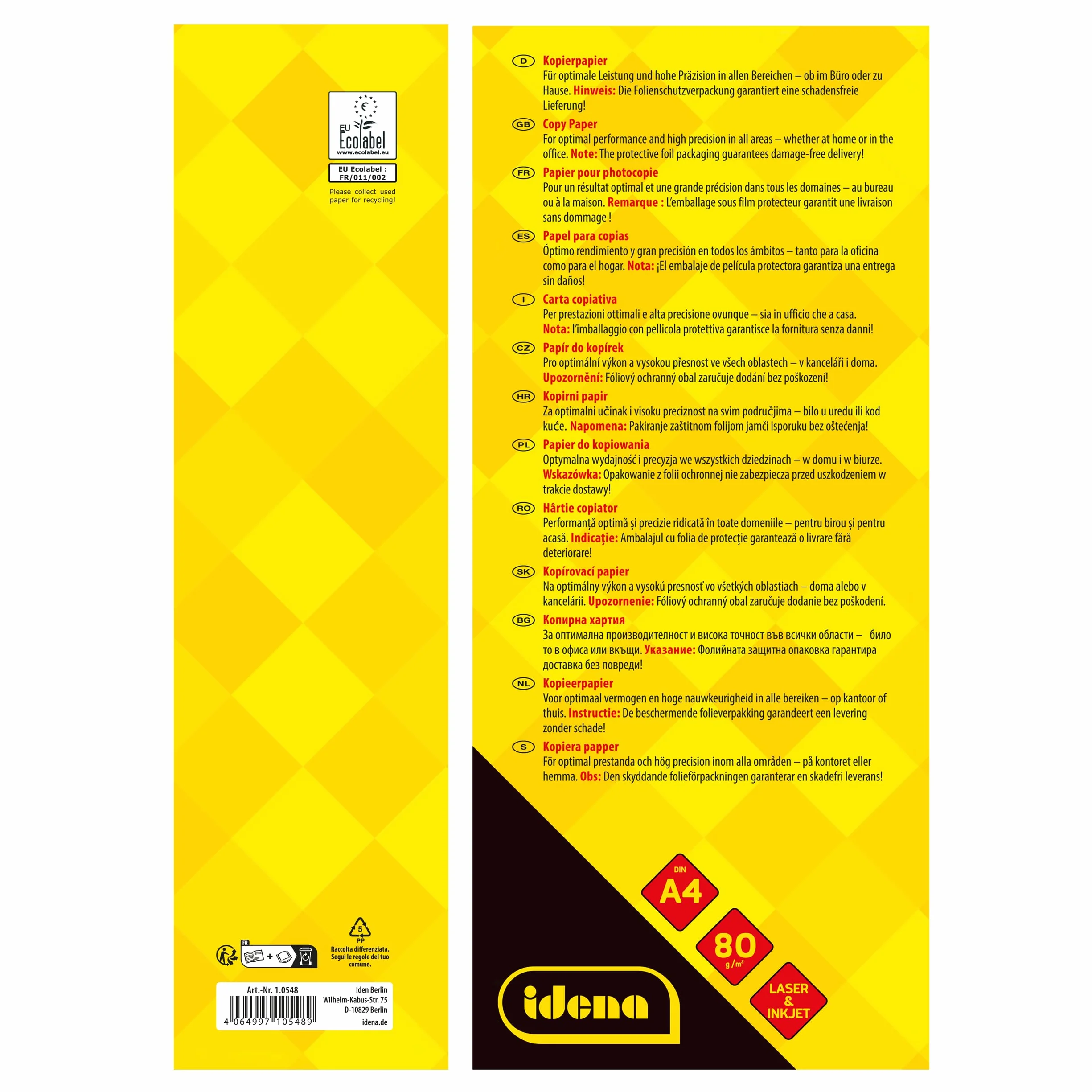 Idena 90950 Carta per fotocopie A4 5 confezioni da 500 fogli 80 g/m²