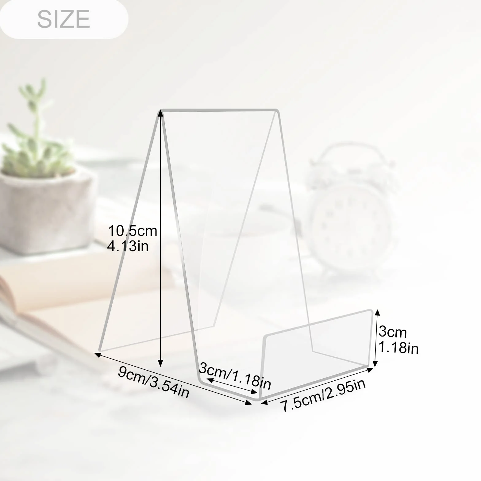 SWAWIS 20 Pezzi Fermalibri in Acrilico Trasparente da Tavolo 10,5x9x7,5 cm Supporto per Libri