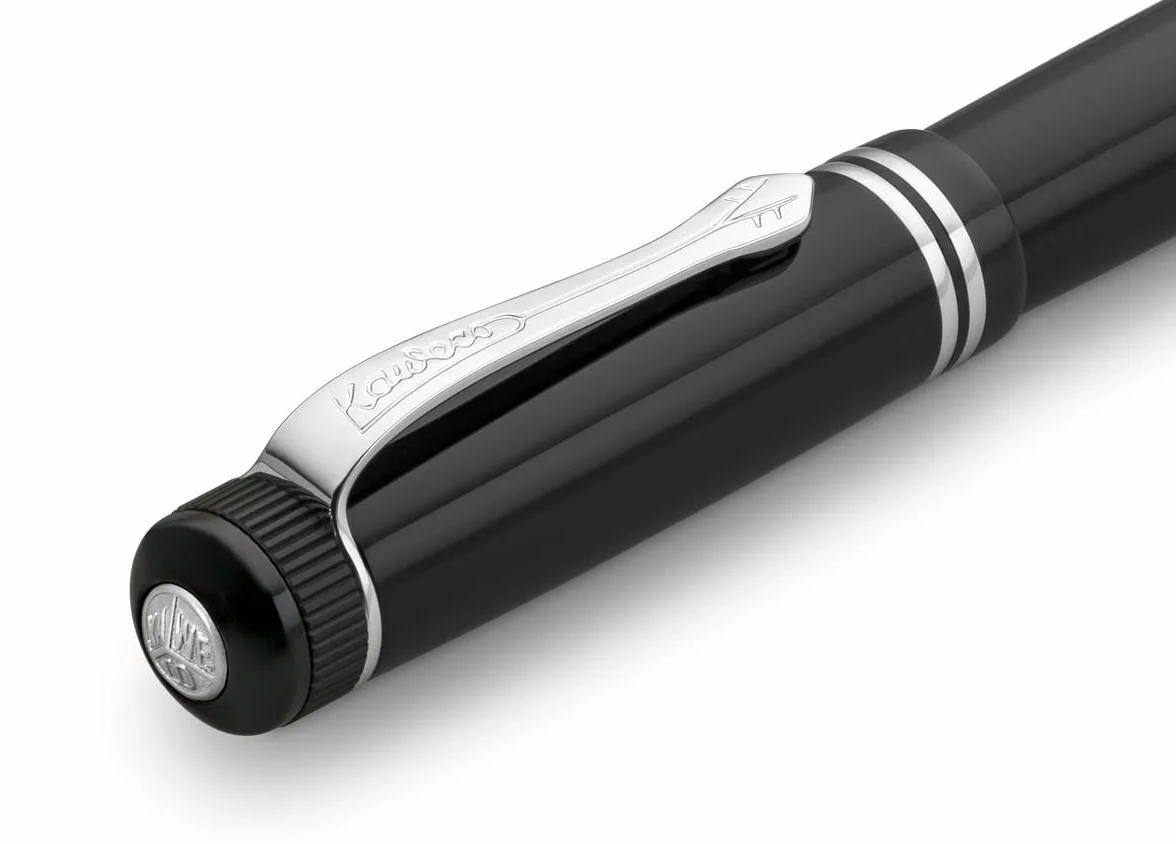 Kaweco DIA2 - Penna stilografica cromata con esclusiva penna stilografica in acrilico per cartucce d'inchiostro con elegante scatola di metallo, 16 cm, larghezza penna: F (fine)