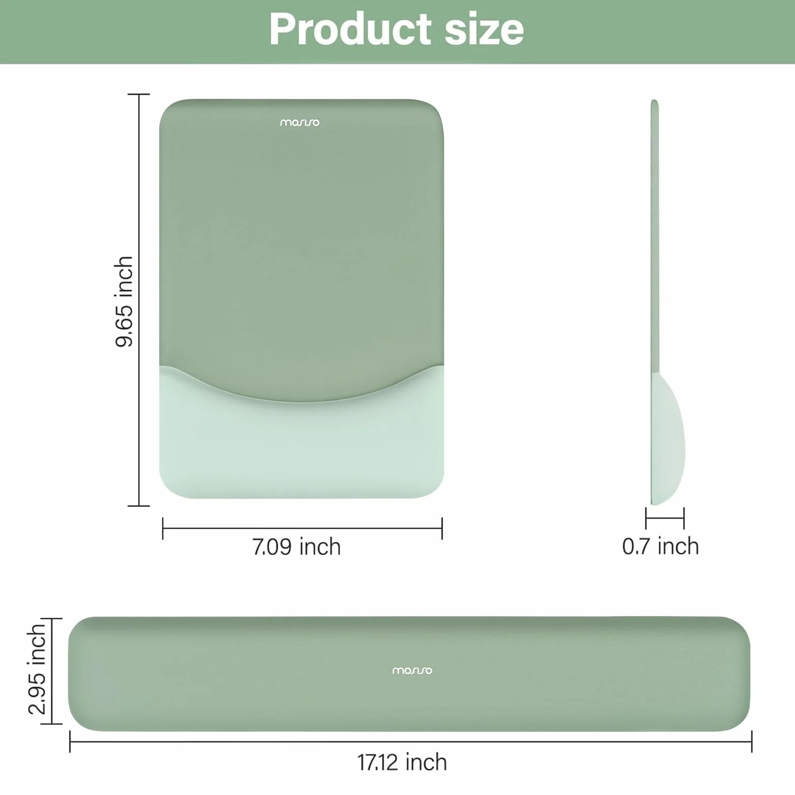 MOSISO Tappetino Mouse con Poggiapolsi e Tastiera Set, Ergonomico Antiscivolo, Memoria Schiuma, Verde