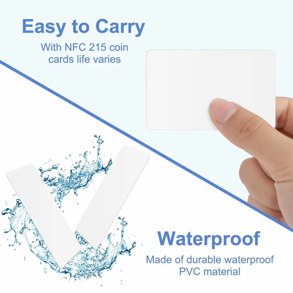 NTAG215 NFC Card, 10 pezzi, Compatibile Smartphone NFC, 504 Byte Memoria