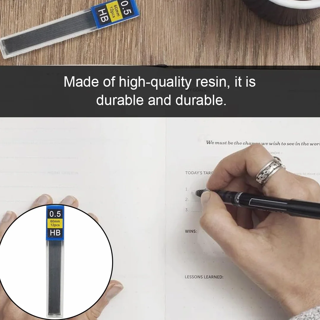 Mine HB 0.5 mm Infrangibili per Portamine, 120 Pezzi, Nero e Bianco