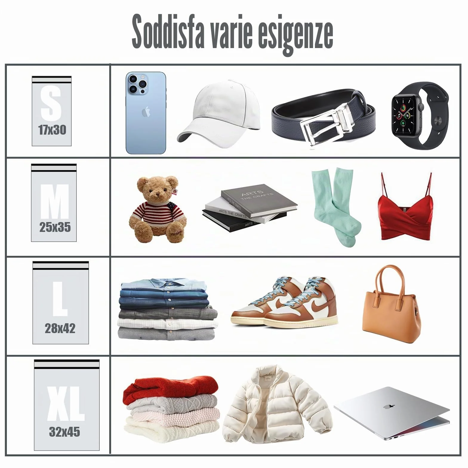 KOMABLEN 120 Buste Autoadesive per Spedizioni Vinted, 4 Taglie, Impermeabili Opaqui PE Pacchi per Spedizioni Scarpe, Libri, Abbigliamento