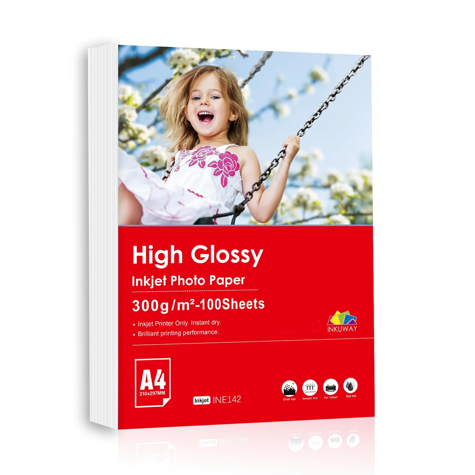 A4 300gsm Carta Fotografica Spessa da - 100 Fogli con Superficie Lucida per Stampe di Foto, Biglietti di Auguri, Cartoline