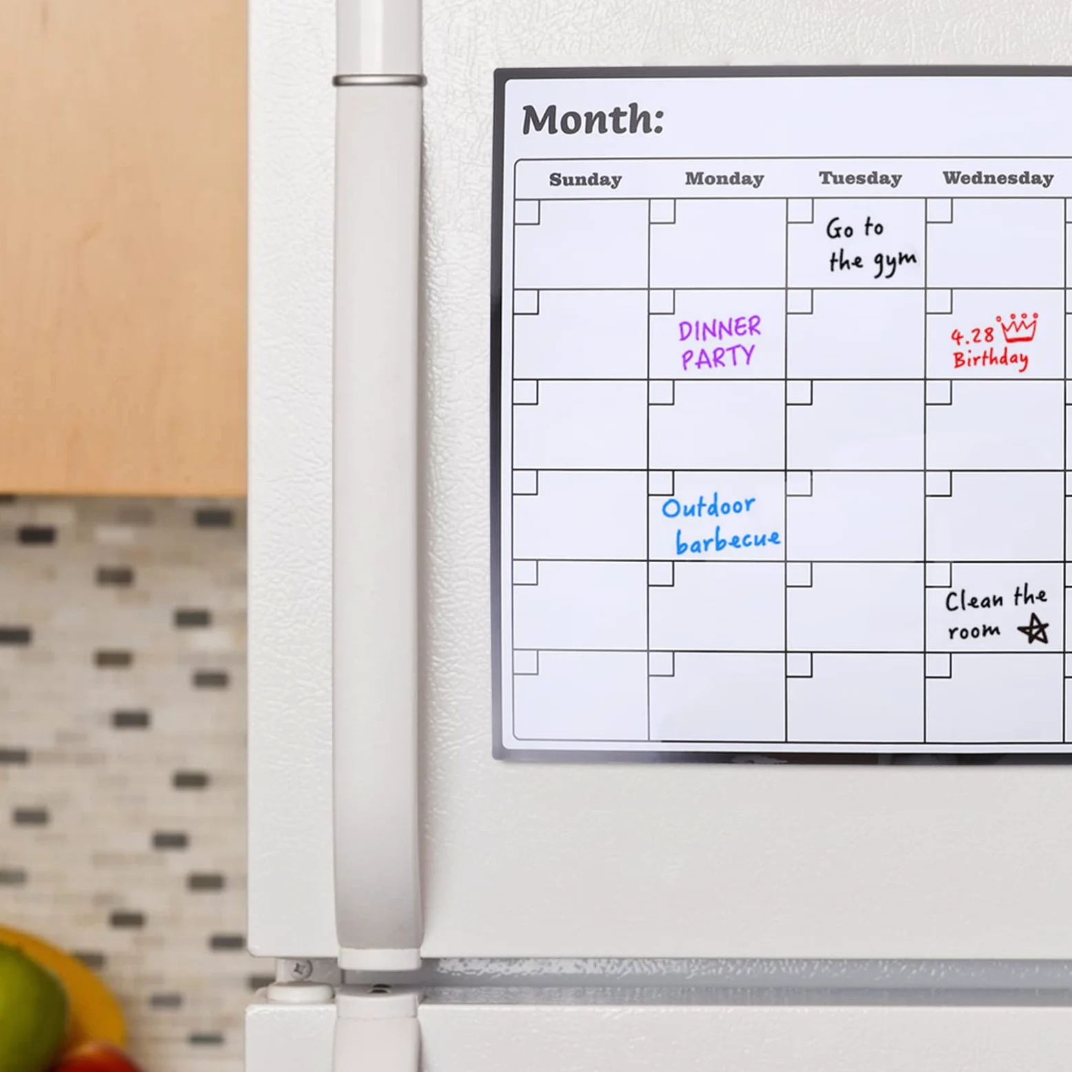Agenda Mensile Magnetica Congelatore Pianificatore Mensile della Lavagna Calendario Bianca Magnetico PVC