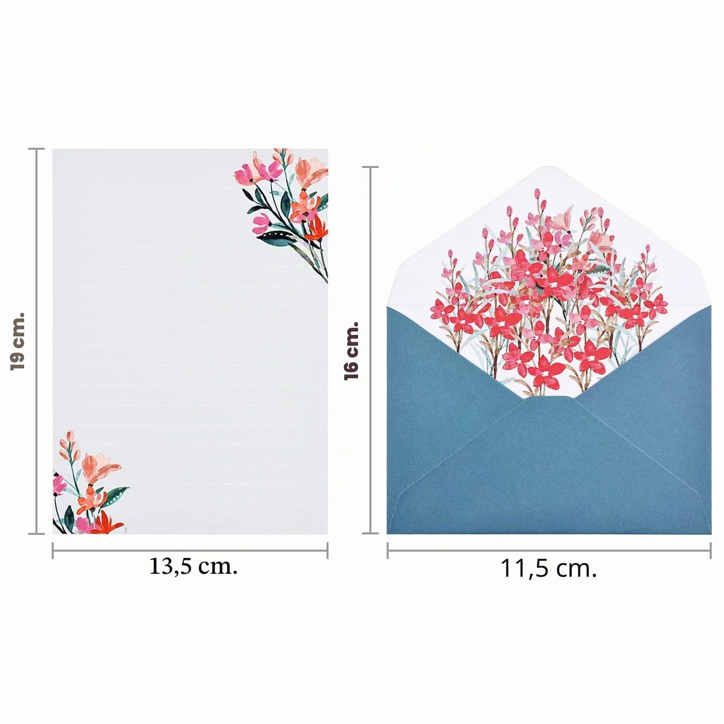 BBLIKE Set di Carta da Lettere e Buste, 24 Pz Carta da Lettera Motivi Floreale, 12 Buste Creativo