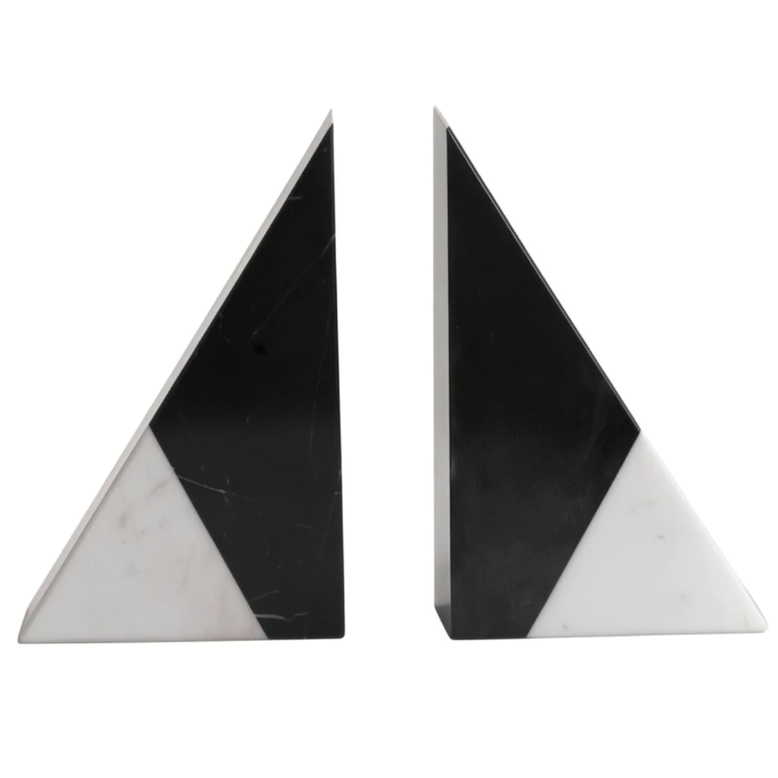 Fermalibri in Marmo Pesante Fermalibri Geometrici Minimalista Reggilibri di Pietra per Lettori, Collezionisti, Nero+Bianco