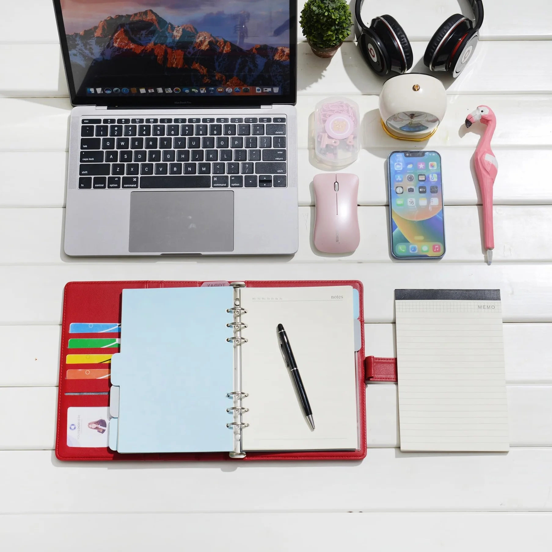 WASON A5 Diario in Pelle PU con Carta Ricaricabile, Portfolio ad Anelli Rimovibile con Clipboard, Rosso