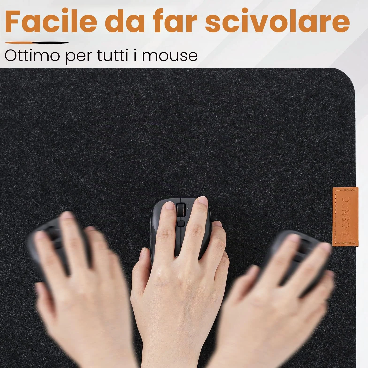 Tappetino Scrivania Feltro 100x40cm Antiscivolo Grigio Scuro