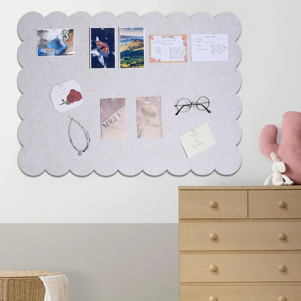 1 bacheca in feltro ondulato, 90 x 60 cm, grande lavagna in feltro con 20 puntine, pieghevole, per decorazione da parete, casa, ufficio, presentazione artistica (grano)