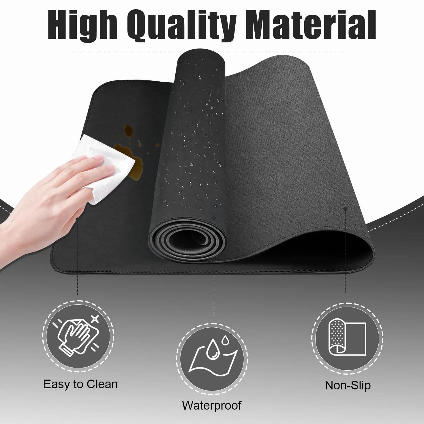 BLESWIN Tappetino in Pelle per Scrivania Impermeabile 100x43cm Nero