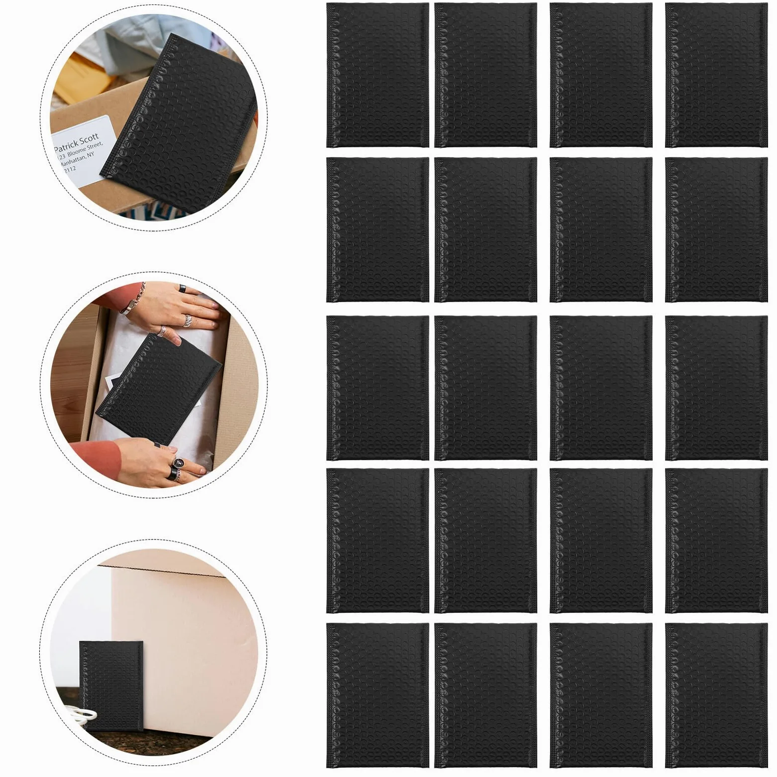 50 Buste Imbottite Nere 15x20x4cm per Spedizioni Resistente all Acqua allo Strappo in Pe Chiusura Autoadesiva per Spedizioni a Lunga Distanza e Elettronica