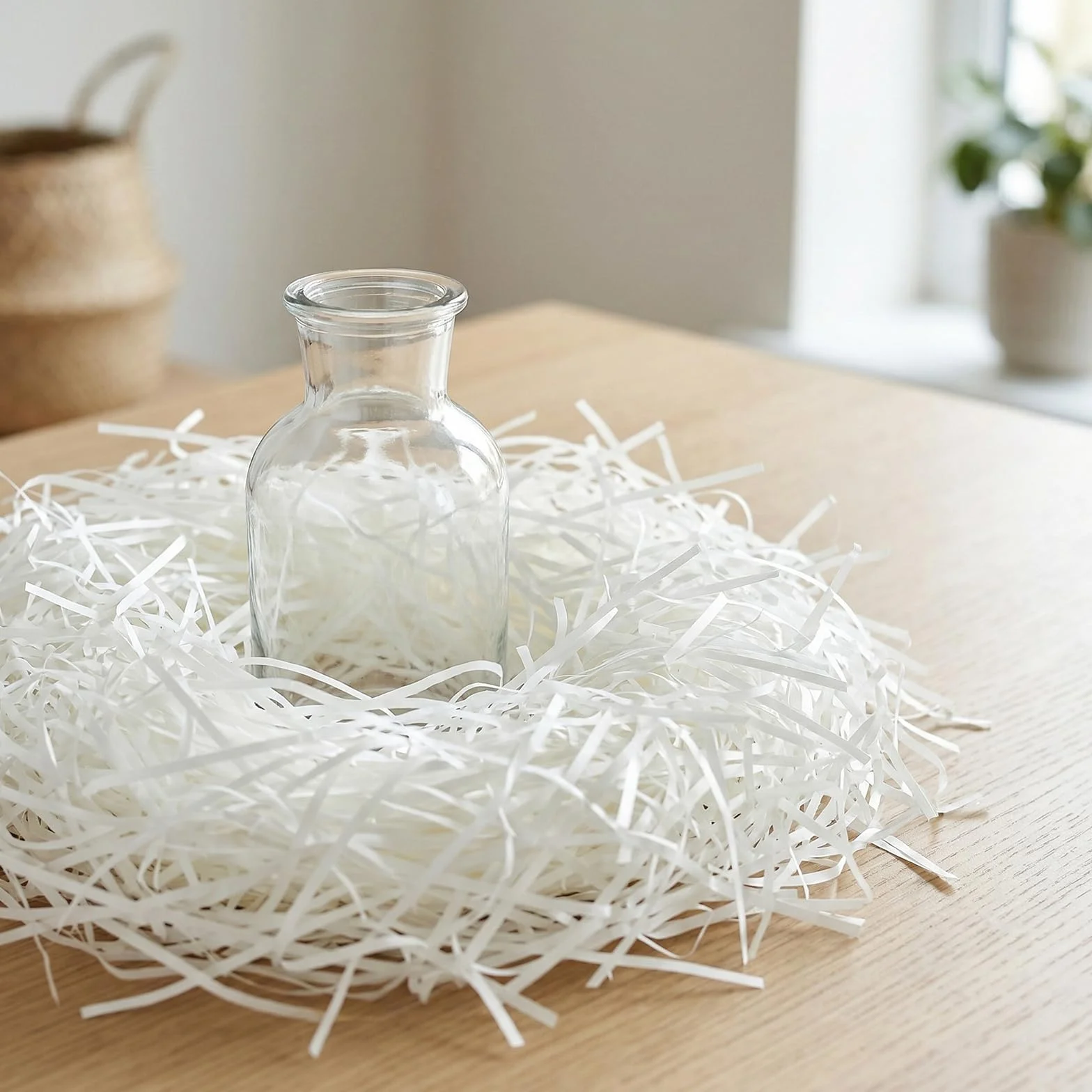 SOUJAP Carta velina sminuzzata per imballaggio, bianca, 1 kg, riempitivo per cesti per scatole regalo