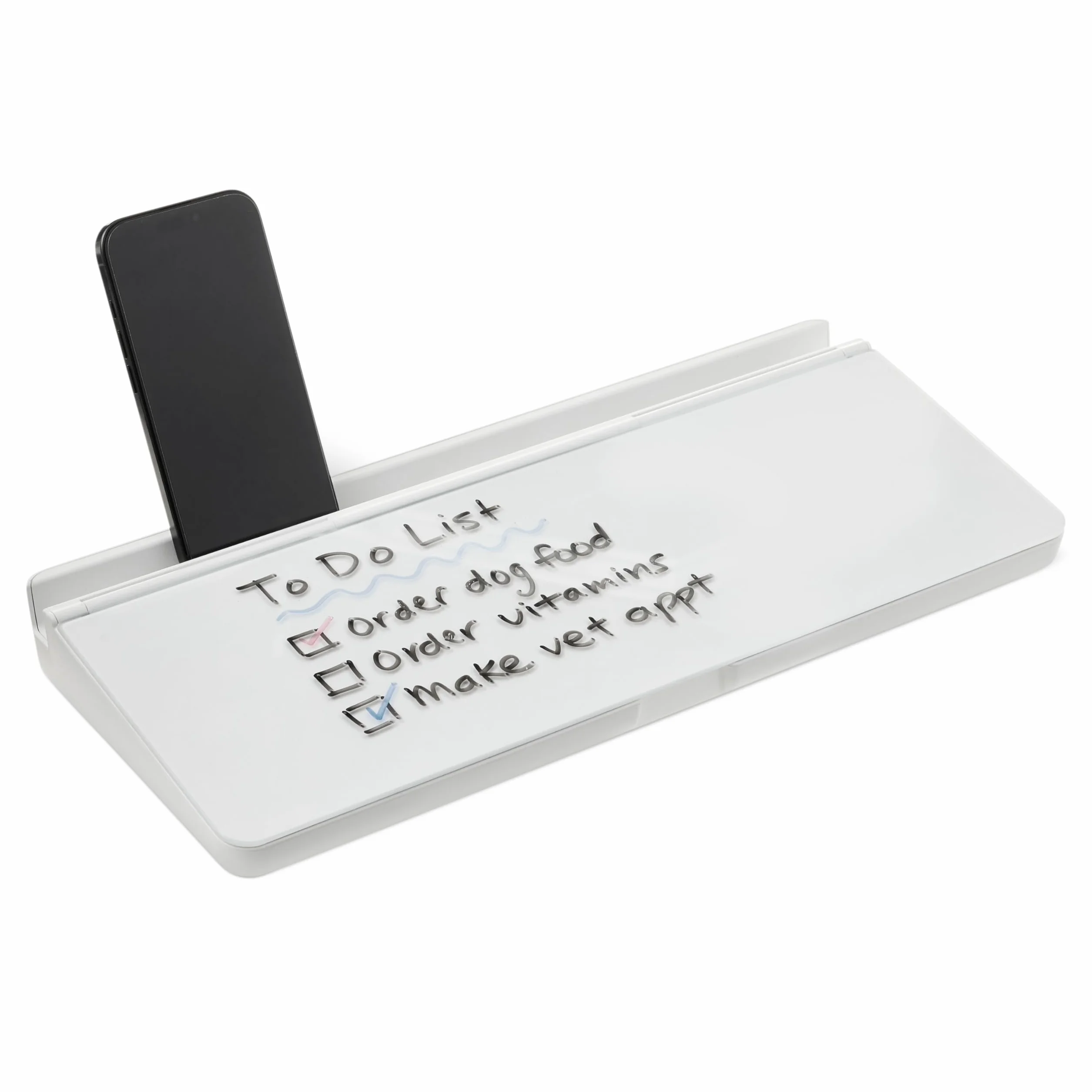 Amazon Basics Lavagna bianca da scrivania cancellabile a secco, con organizer e accessori, 40.6 x 4.8 cm, Bianco