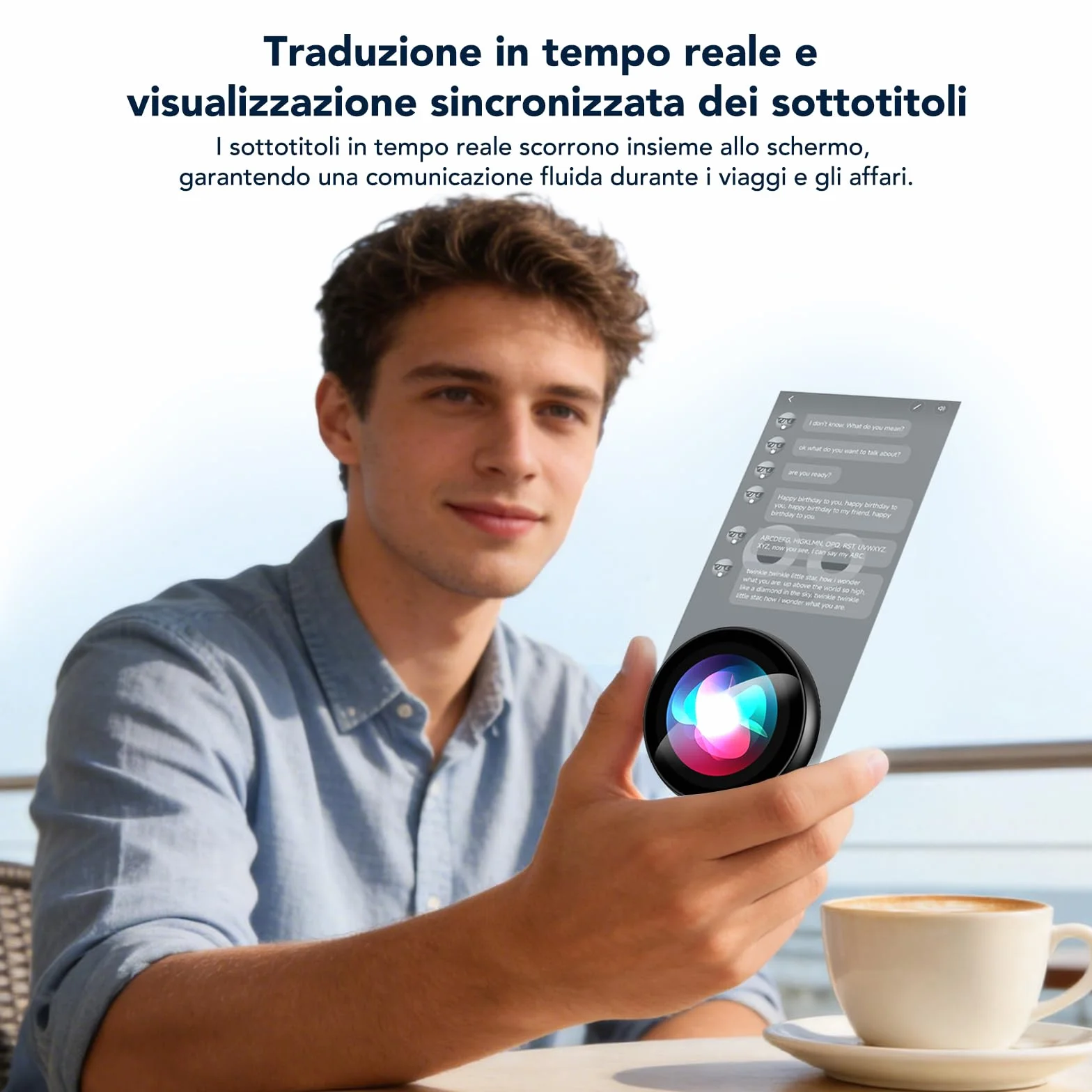 Z01 AI Badge Traduttore Vocale Istantaneo Multilingue –60 Lingue traduttore simultaneo vocale in Tempo Reale, Smart E-Badge con LCD Touch HD, Traduttore Simultaneo Vocale Portatile per Viaggi e Affari