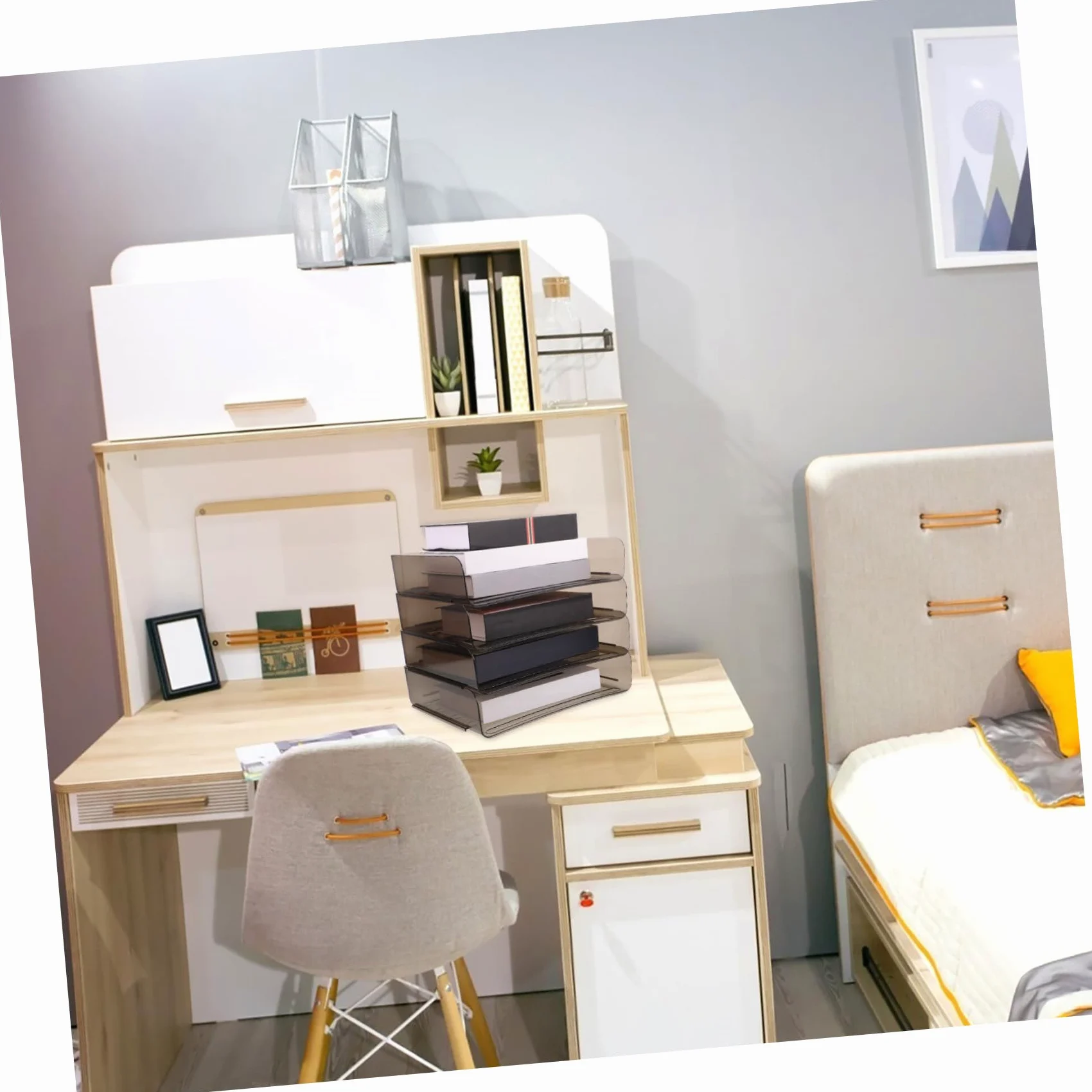 Organizzatore di File da Scrivania A4 Acrilico Marrone | Decorazioni Scuola, Multi Layer Stackable Design per Studio Environments e Office, Desk File Organizer