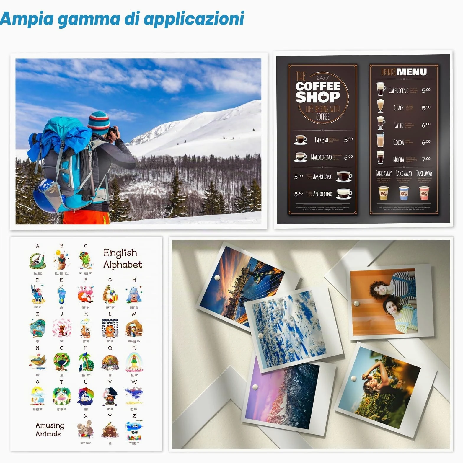 A4 da 300 g/m² Carta fotografica spessa e pesante opaca opaca su entrambi i lati – Carta per getto d'inchiostro stampabile per menu (A4 opaca 300 g/m² x 100 fogli)